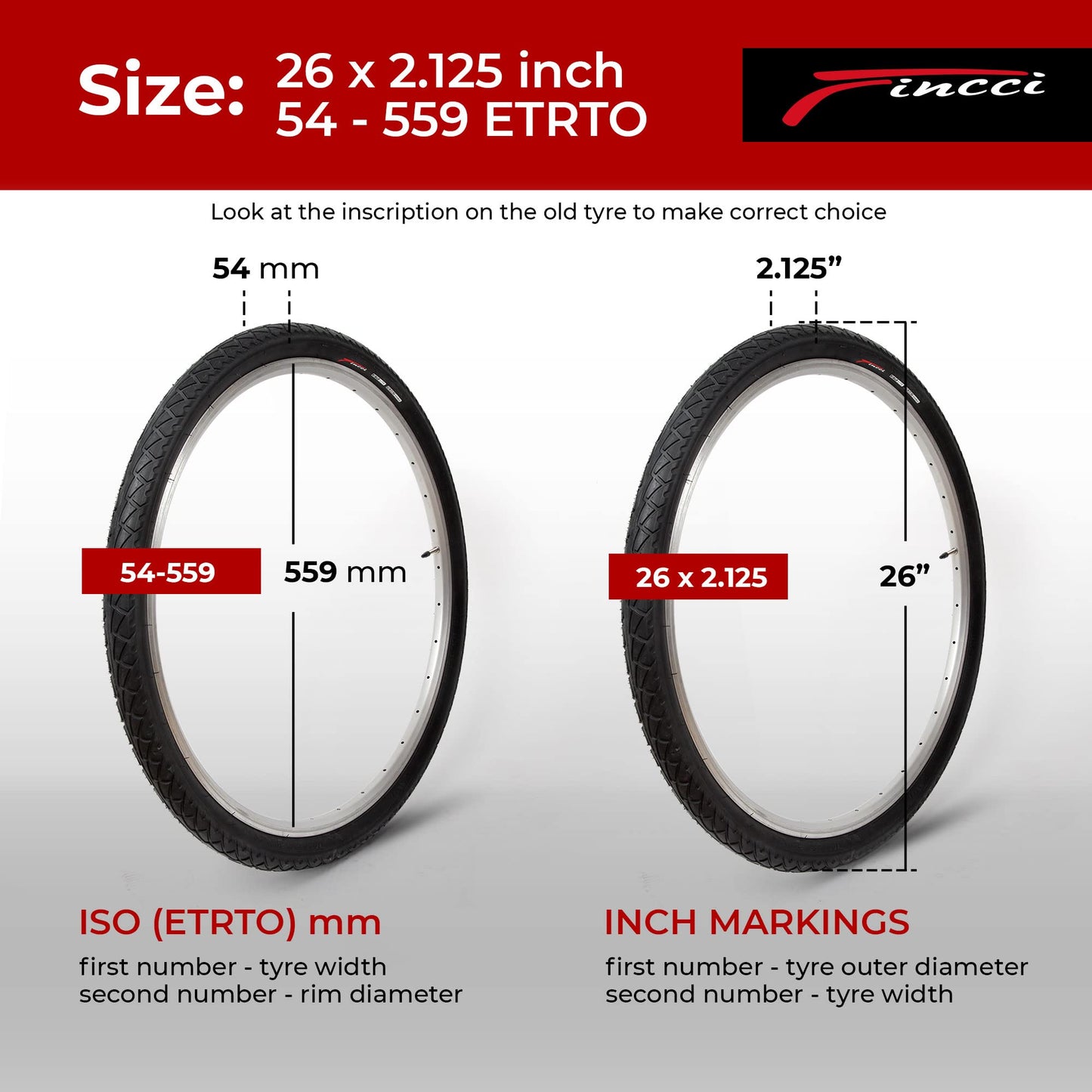 Fincci Set Pair 26 x 2.125/2.1 inch Slick Hybrid Foldable Bike Tyres 54-559 Tyre with Schrader Inner Tube for Cycle Road Mountain MTB Bicycle with