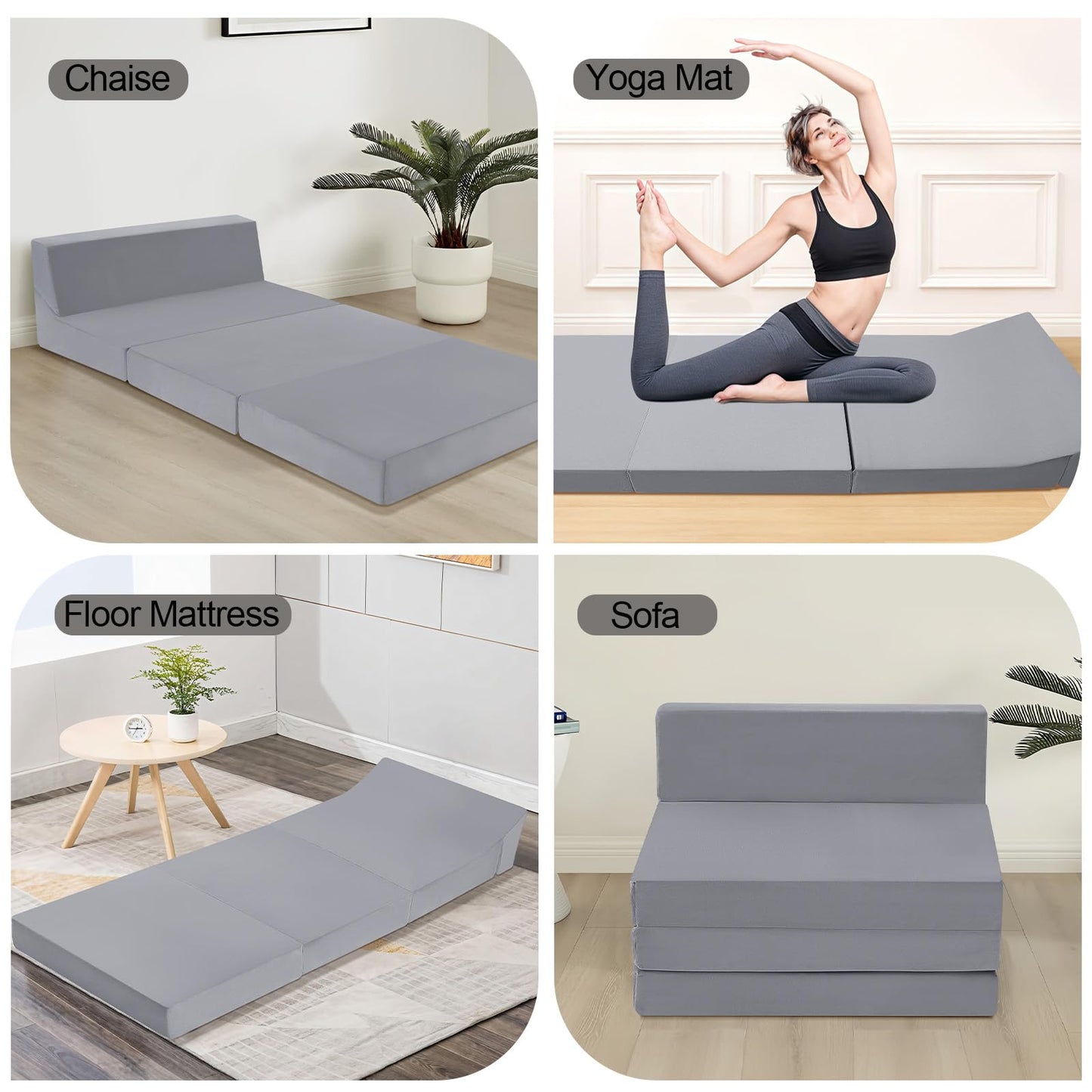 MeMoreCool Folding Floor Mattress Single, 195x75cm, Grey