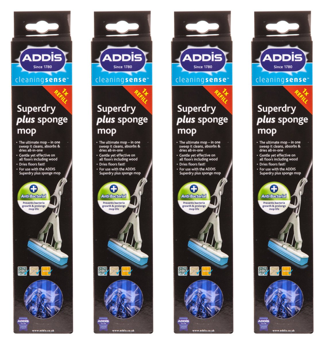 Addis. PVA Sponge Mop Refill, Metallic (4 pc)