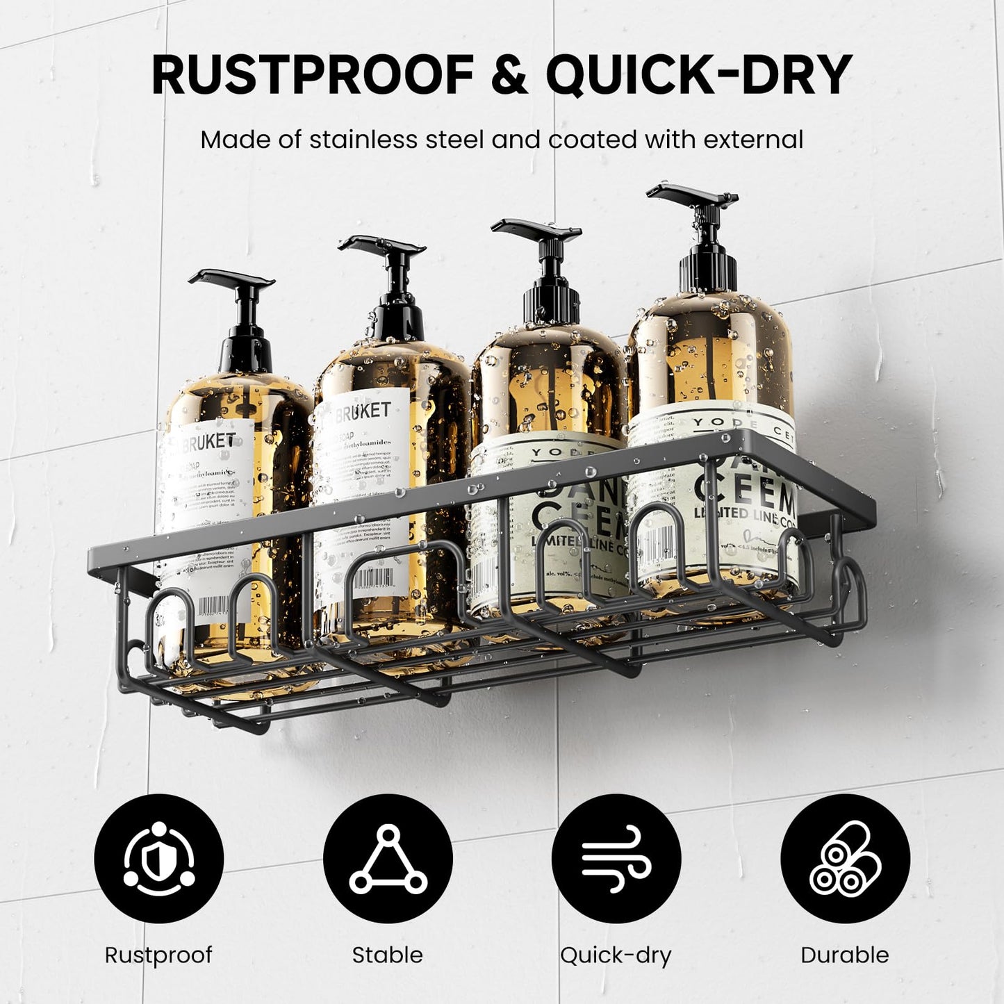 Deyhoc 3 Pack Rustproof Stainless Steel Shower Caddy - Grey