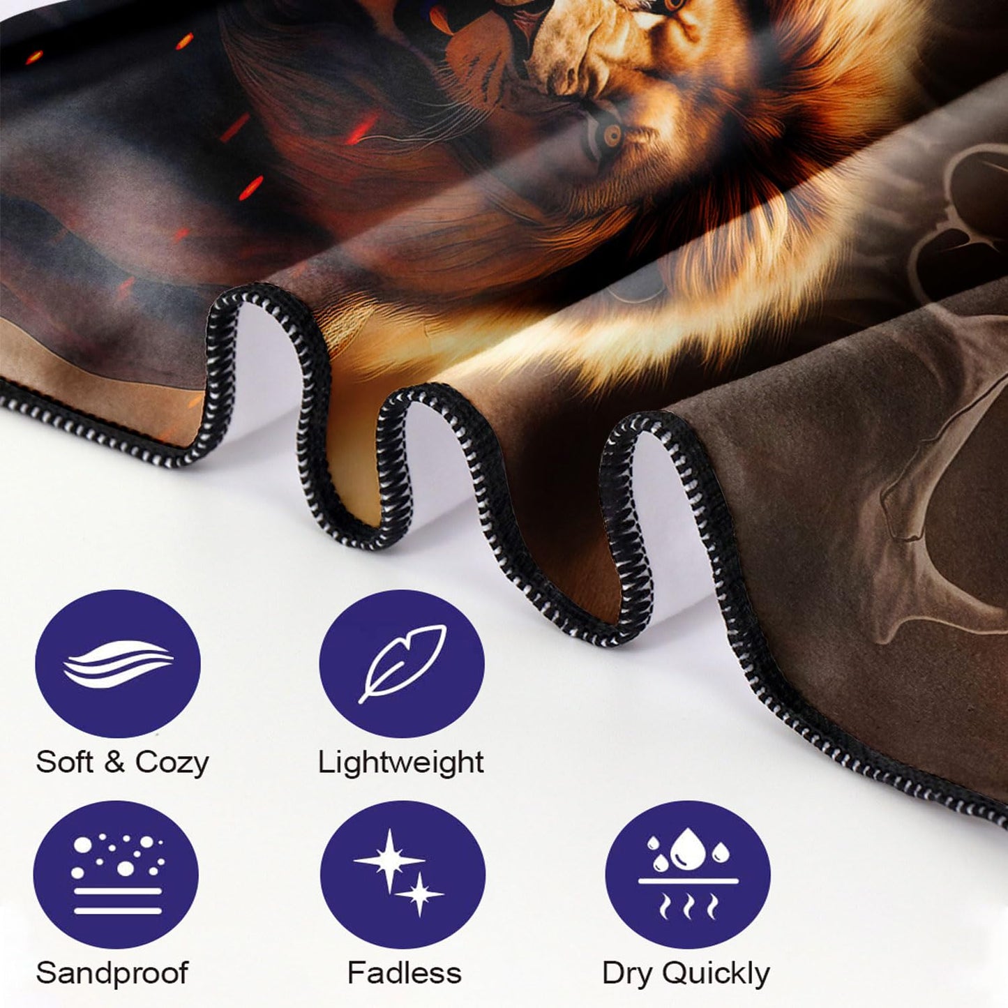 YISUMEI Lion Beach Towels for Adults Extra Large 180 x 90 cm, Microfibre Quick Dry Towel for Travel Swimming Camping Sports