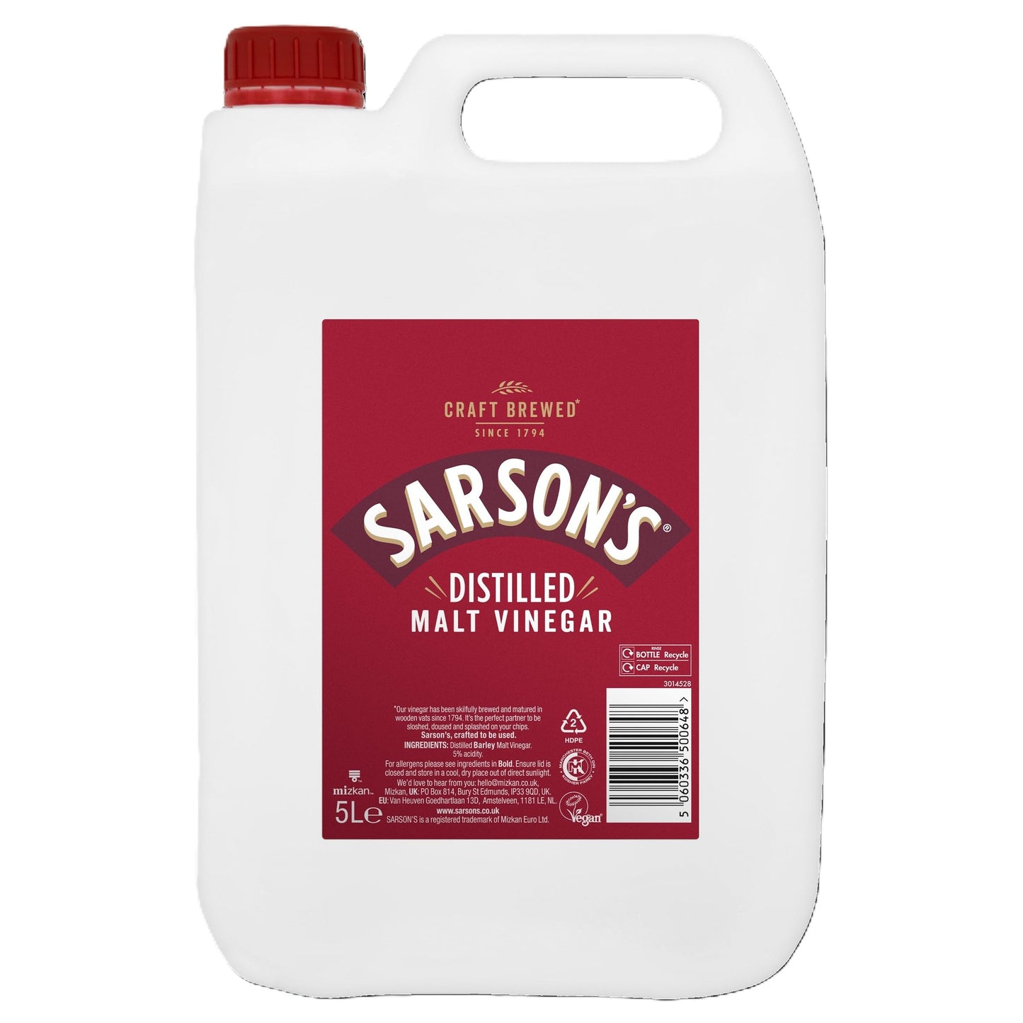 Sarson's - Distilled Malt, 2 x 5L- British Vinegar - Great for Pickling, Cooking, and Marinades, Preserving Vegetables, Condiments, and Traditional