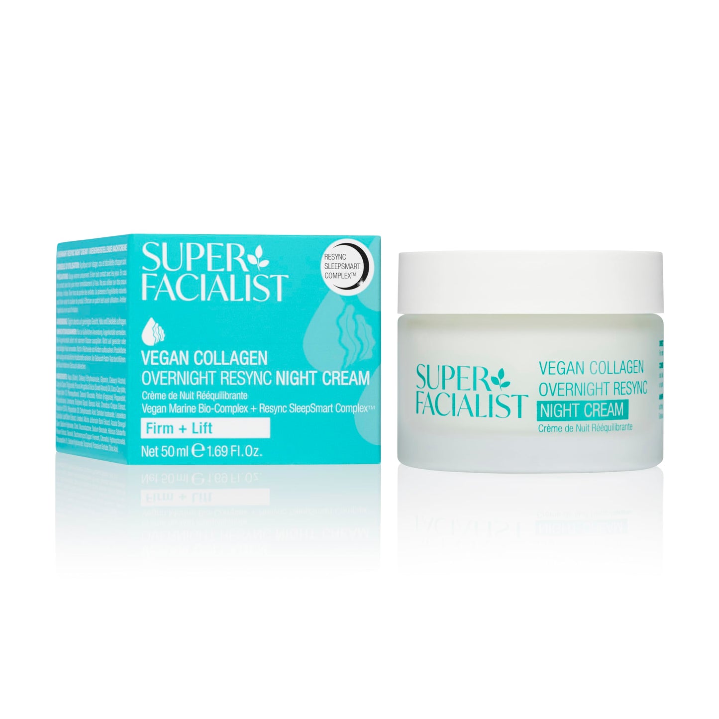 Super Facialist Vegan Collagen overnight Resync Night Cream- Nourishing Night Time, Firming, Smoothing & Plumping, Gentle Face Care, Vegan