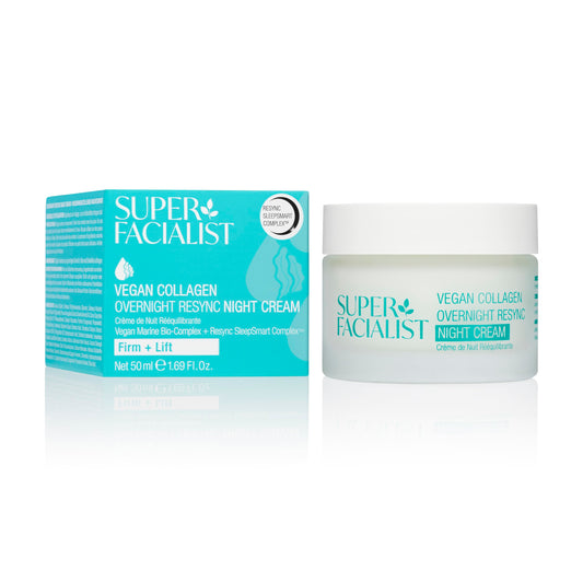 Super Facialist Vegan Collagen overnight Resync Night Cream- Nourishing Night Time, Firming, Smoothing & Plumping, Gentle Face Care, Vegan