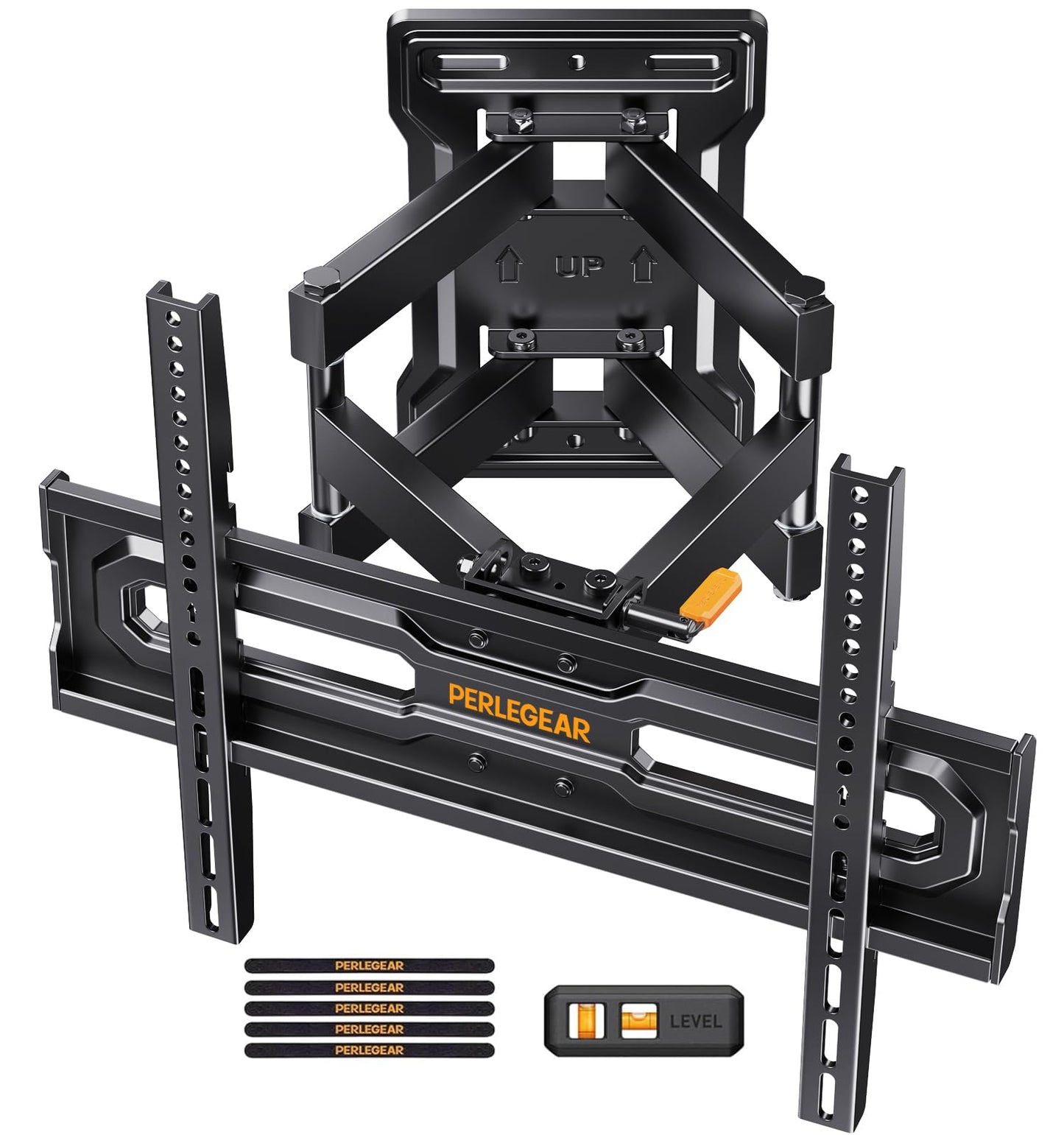Perlegear TV Wall Bracket for 23-70 inch TVs, Full Motion TV Wall Bracket up to 50kg with Tool-Free Tilt, Swivel Tilt Extend Wall Mount, Preassembled