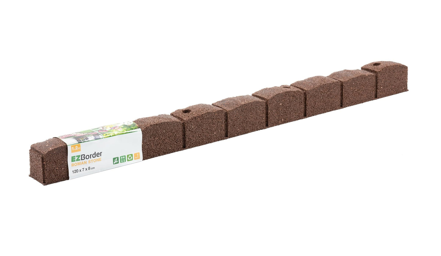 Nicoman Roman Castle Stone Garden Border 4-ft Rubber Landscape Edging Section 120cm, Earth, Pack of 2