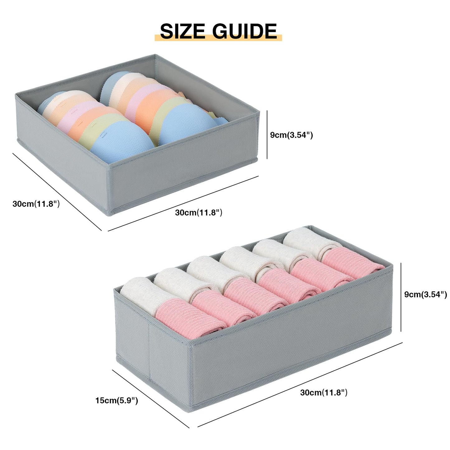 DIMJ 4 Pack Bedroom Drawer Organisers - Fabric Underwear Organiser Storage