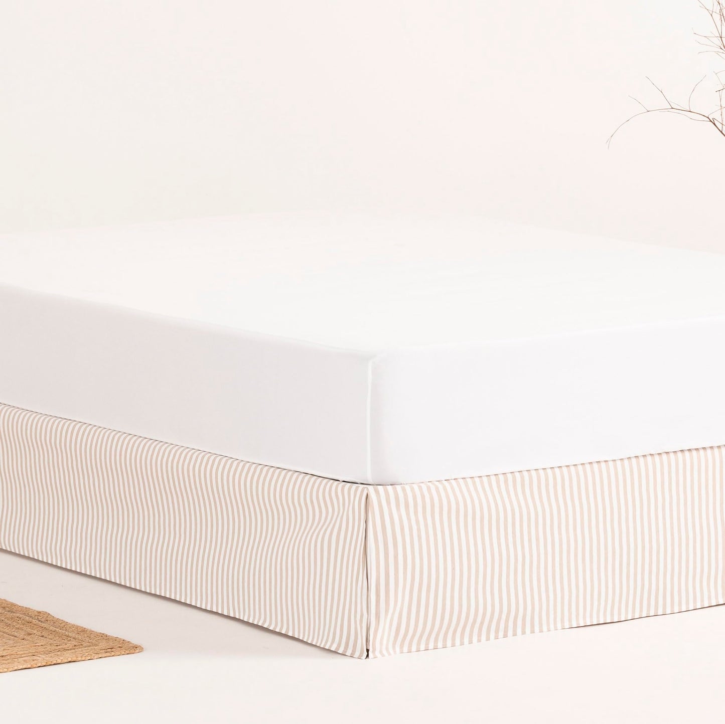 Bed Cover 140 x 190 / 200 cm Bed Base Cover 140 cm – Beige Stripes