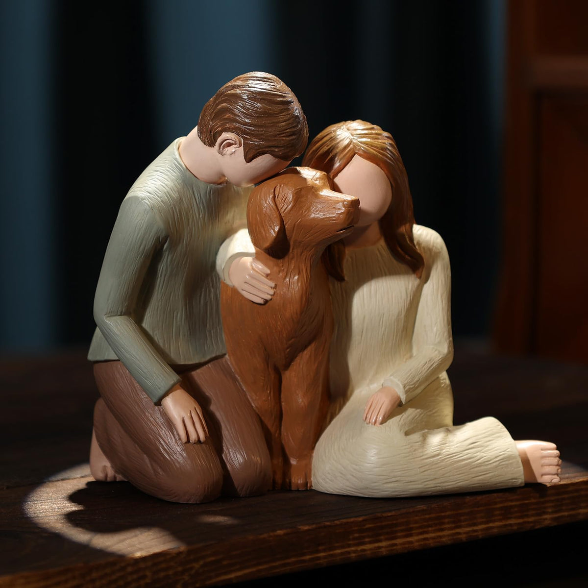 Carracci Couple with Dog Figurines Ornaments, We Are A Family Memorials Statues for Dog Lovers