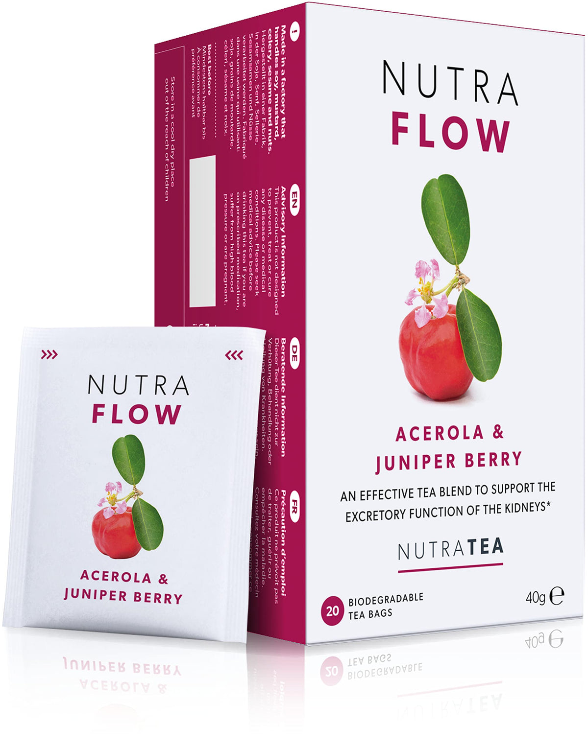 Nutra Tea NUTRAFLOW - UTI Tea & Urinary Infection Tea | Cystitis Teas, Eases Urinary Tract Discomfort. Includes Cranberry & Uva Ursi - 60 Individual