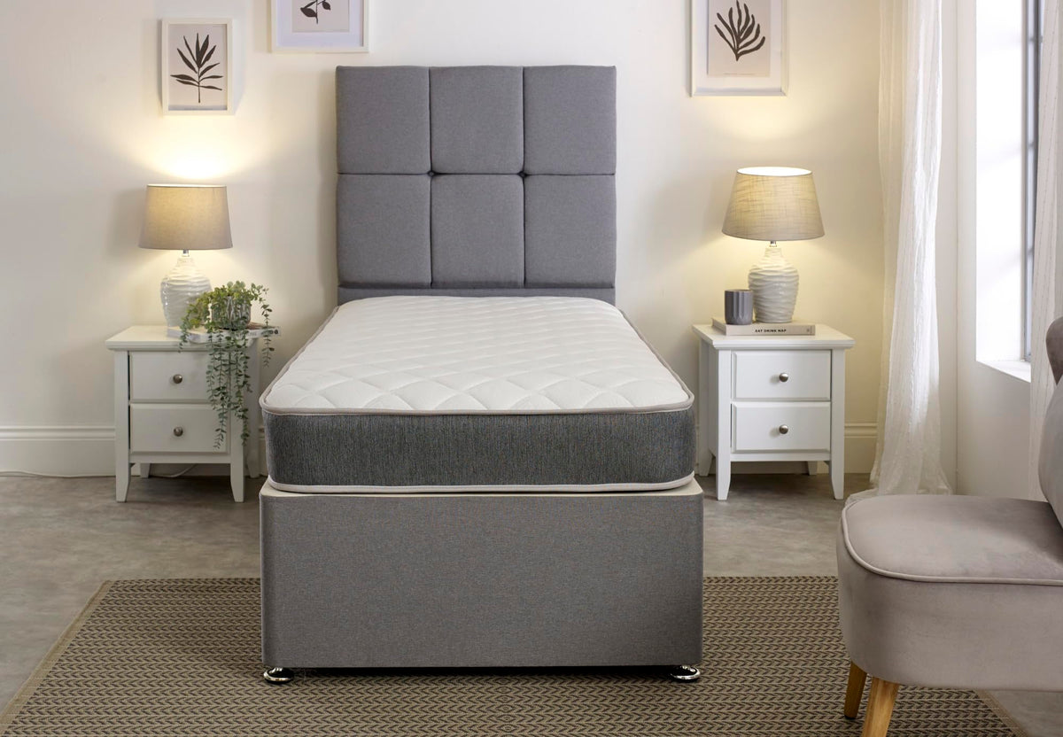 Extreme Comfort Hybrid Grey Essentials Mattress | 2ft6 Shorty (75cm x 175cm) | Memory Foam & Bonnell Spring | Plush Feel | Cooltouch Plus Sleep