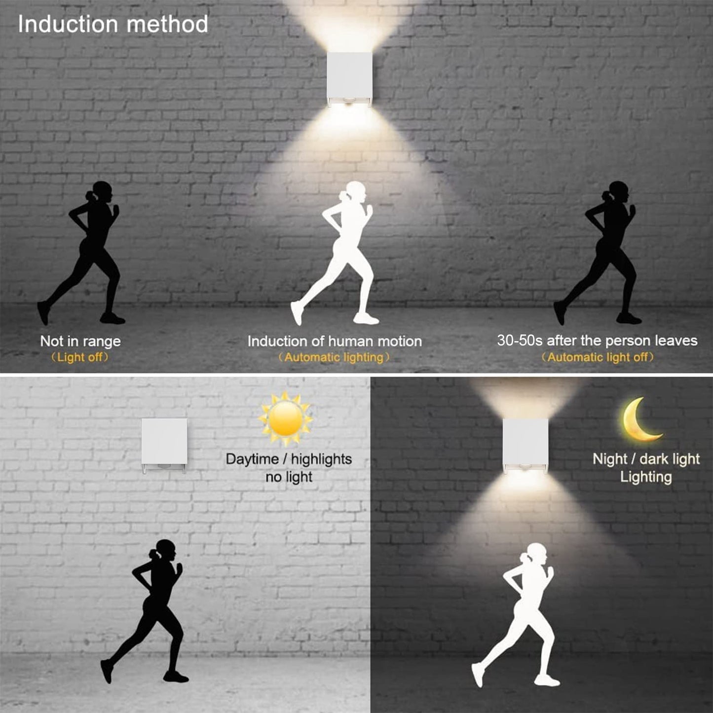 Klighten 2PCS Outdoor Wall Light with Motion Sensor, Waterproof IP54 Outside Wall Lamps with Sensor, Adjustable Beam Angle, Natural White 4000K, White