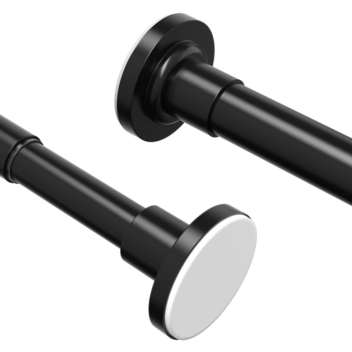 Yeabett 2 Pcs Extendable Curtain Rod, 48-119.4cm Shower Curtain Pole, Tension Rods for Curtains, No Drilling, No Slip, No Rust, Black