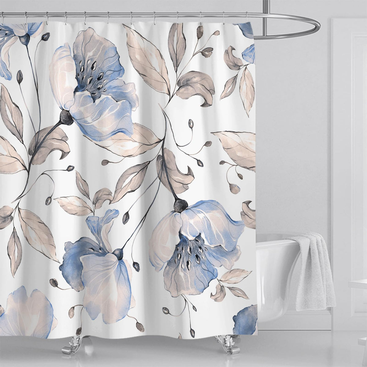 mefound Shower Curtain Waterproof Mould Proof & Mildew Resistant Bathroom Curtains with 12 hooks,180x180cm(72x72Inch)