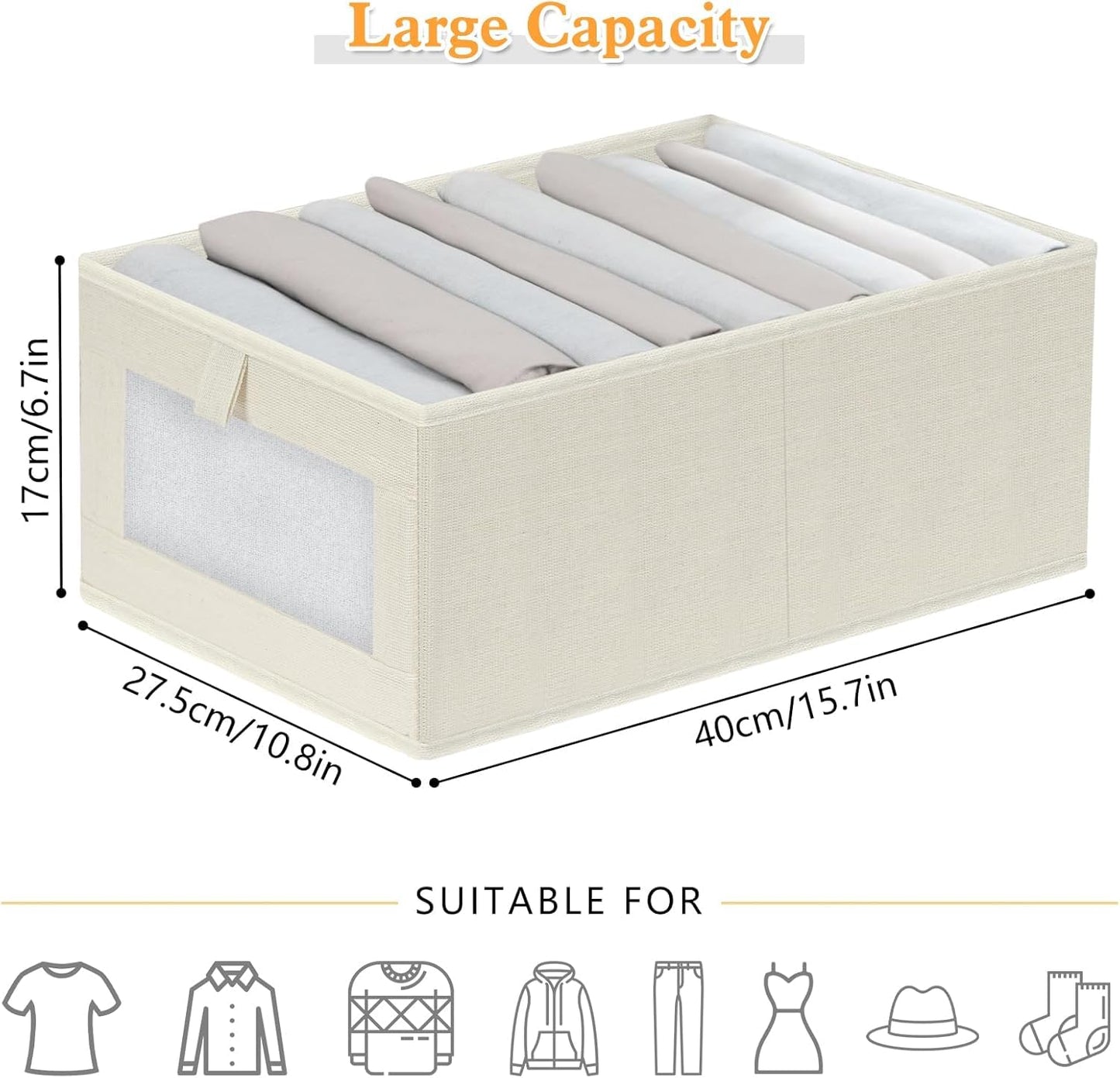 HOTOOLME Wardrobe Organiser Foldable Linen Drawer Storage Box 8 Pack
