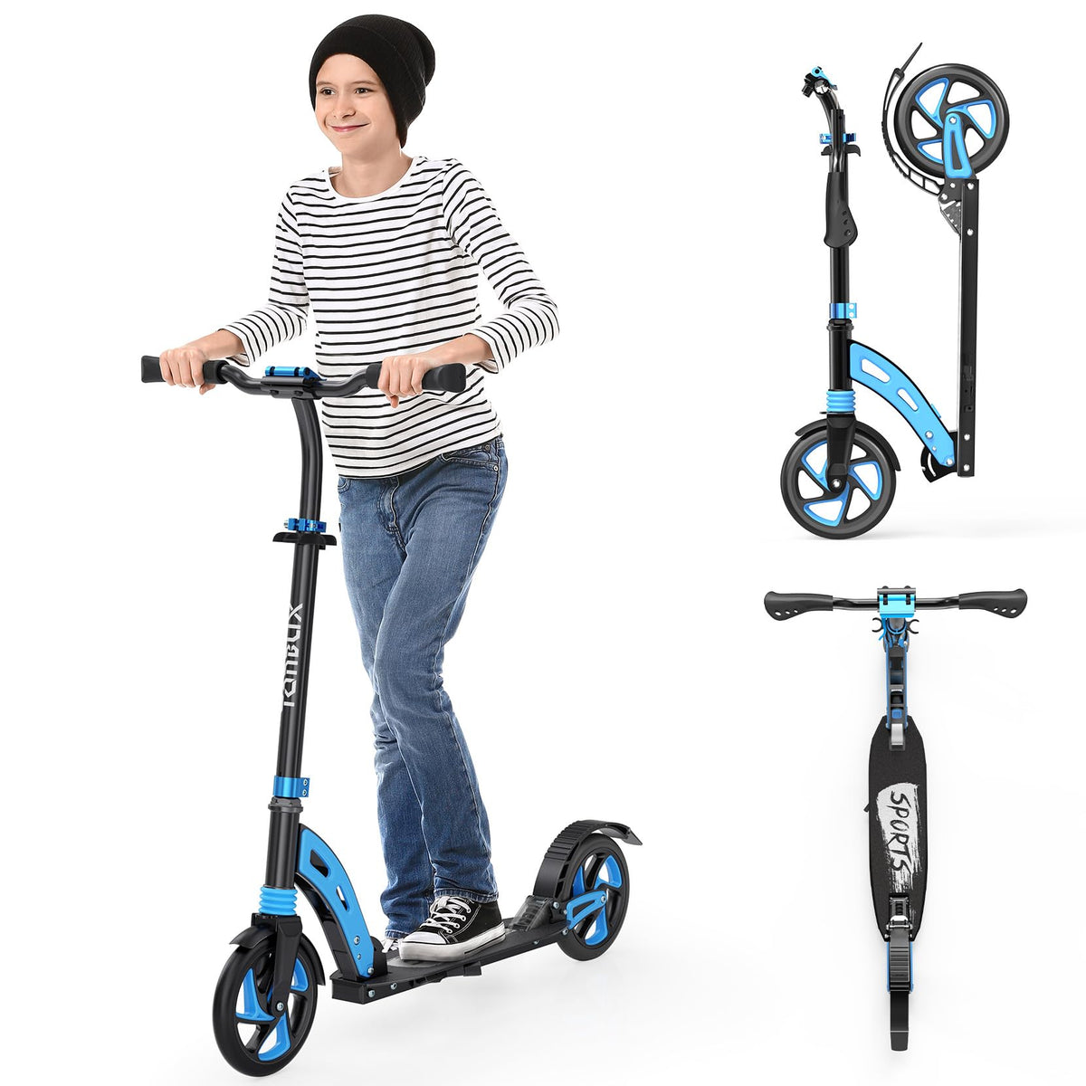 Scooter for Kids Ages 6+ Year Old, TONBUX Kids Scooter for Girls Boys Teens, Easy Folding Scooter with 200mm Big Wheels & Infinitely Height Adjustable