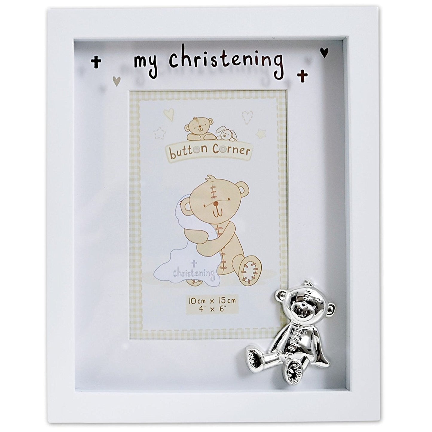 Button Corner MDF Photo Frame and Icon "My Christening" 4"x6"
