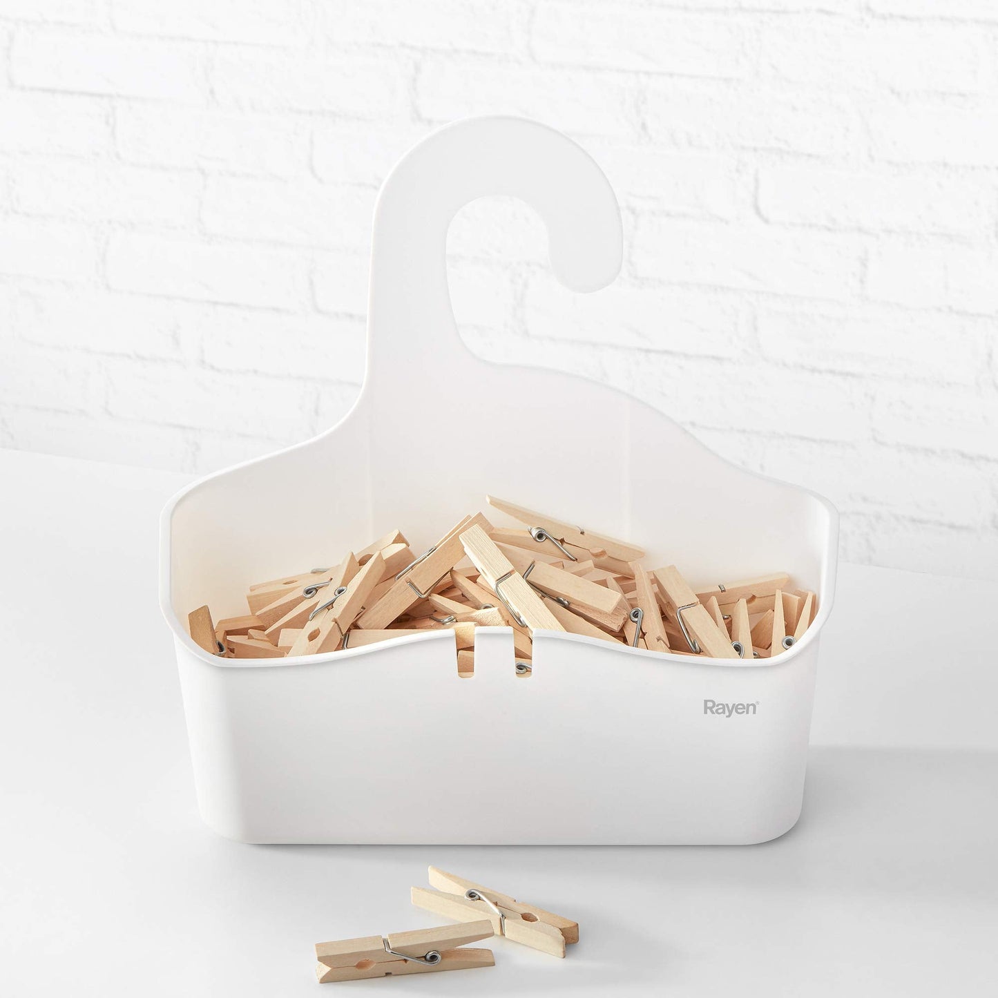 Rayen Hanging Shower Basket, White, Measurements: 28 x 8 x 28 cm (2001.01)