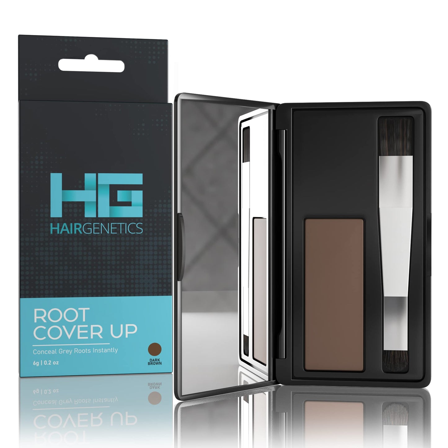 Hair Genetics Root Cover Up Dark Brown, Hide Your Grey Roots and Bald Spots Quickly and Easily, Natural Looking Root Touch Up Powder Defines and Fills