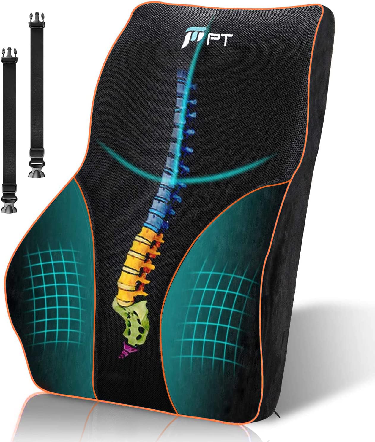 POOTACK Lumbar Support Cushion  Ergonomic Memory Foam Back Pillow for Pain Relief, Lumbar Support for Office Chair, Car Seat, Gaming Chair & Recliner