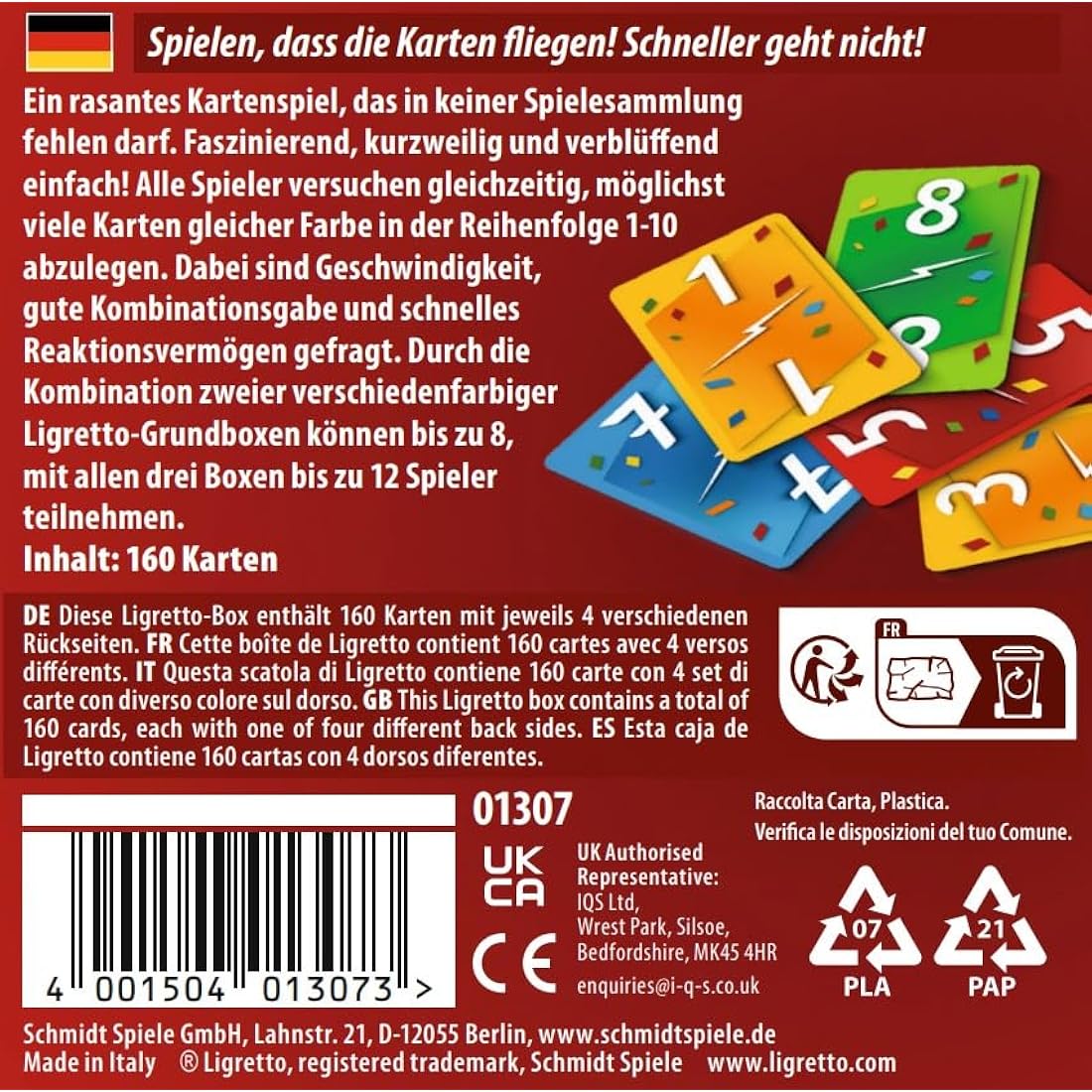 Schmidt | Ligretto Red | Card Game | Ages 8+ | 2 to 4 Players | 15 mins Minutes Playing Time