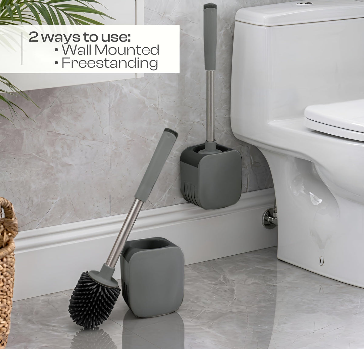 Silicone Toilet Brush and Holder Set, Loo Brush with Hidden Tweezers.