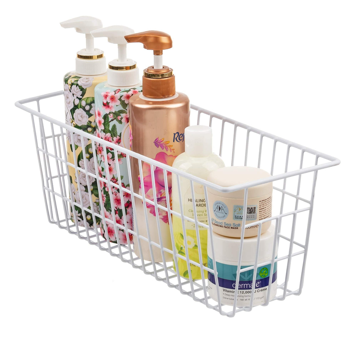 iPEGTOP Metal Wire Food Storage Organizer Bin Basket with Handles. Narrow Kitchen Refrigerator Storage Basket for Kitchen Cabinets, Pantry, Bathroom