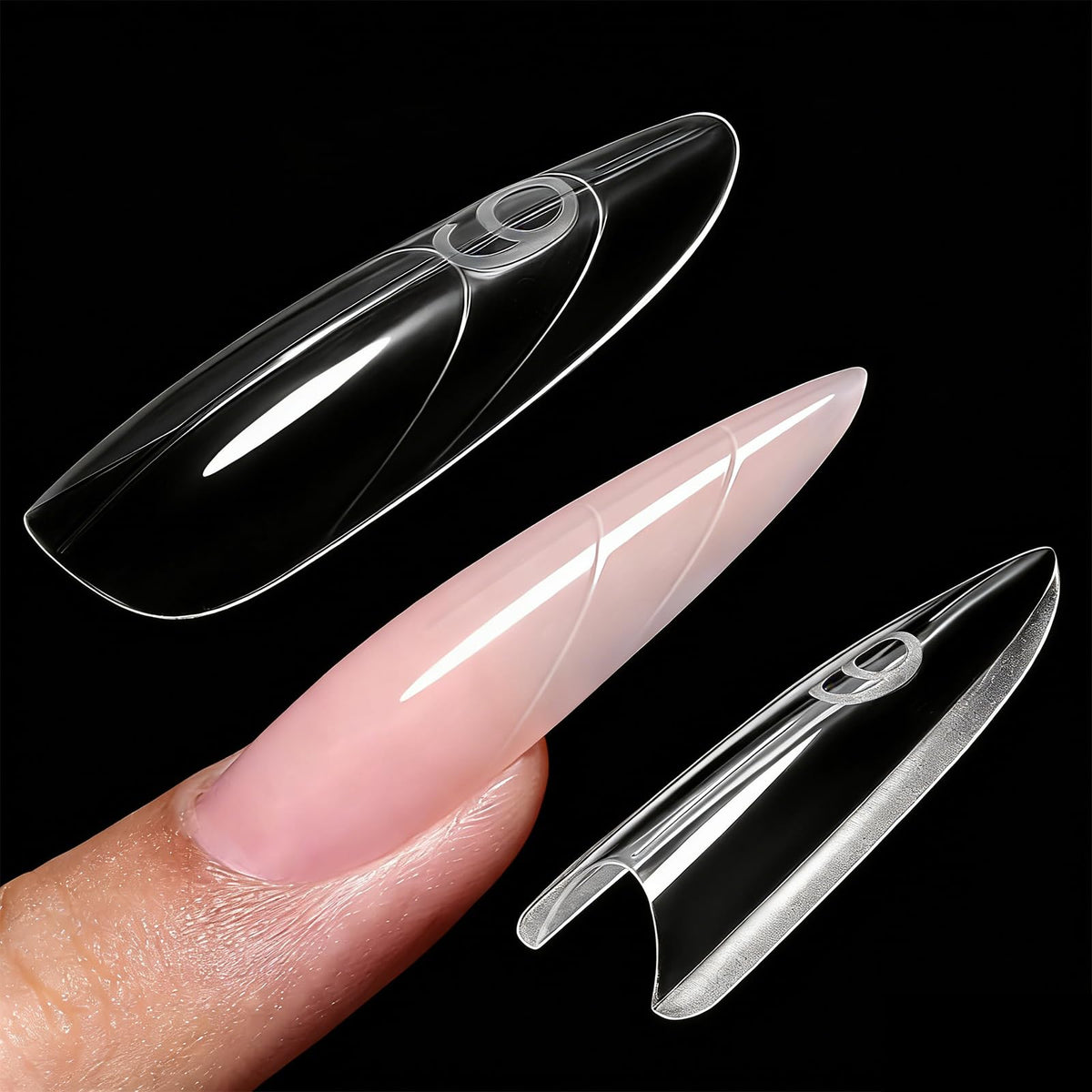 ZenithAura Original Sandwich Nail Form Dual Form 240 Pieces Almond Round Nail Forms With Guide Lines 15 Sizes Upper And Lower Nail Template For