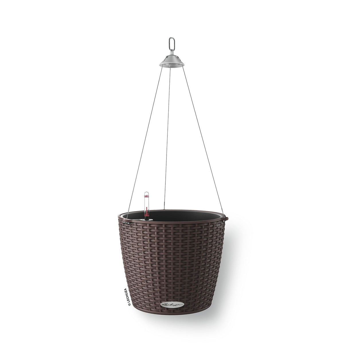 Lechuza Self Watering Plant Pot NIDO Cottage 28 Garden Flower Rattan Look Plastic Indoor and Outdoor Hanging Planter with Drainage Hole D27 H23 cm D27