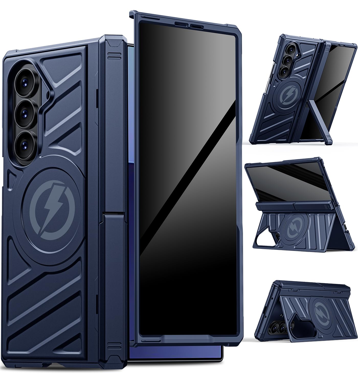 LEIAU Magnetic for Galaxy Fold 7 Case: Dual Kickstand Protective Phone Case [Compatible with MagSafe][Privacy Screen Protector] Rugged Hard 360? Full