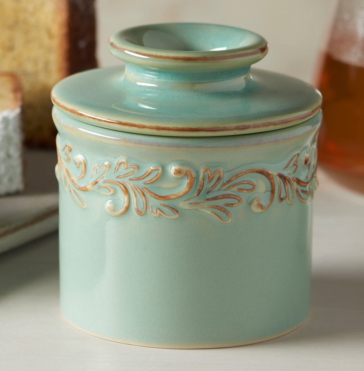 Butter Bell - The Original Butter Bell Crock by L Tremain, a Countertop French Ceramic Butter Dish Keeper for Spreadable Butter, Antique Collection,