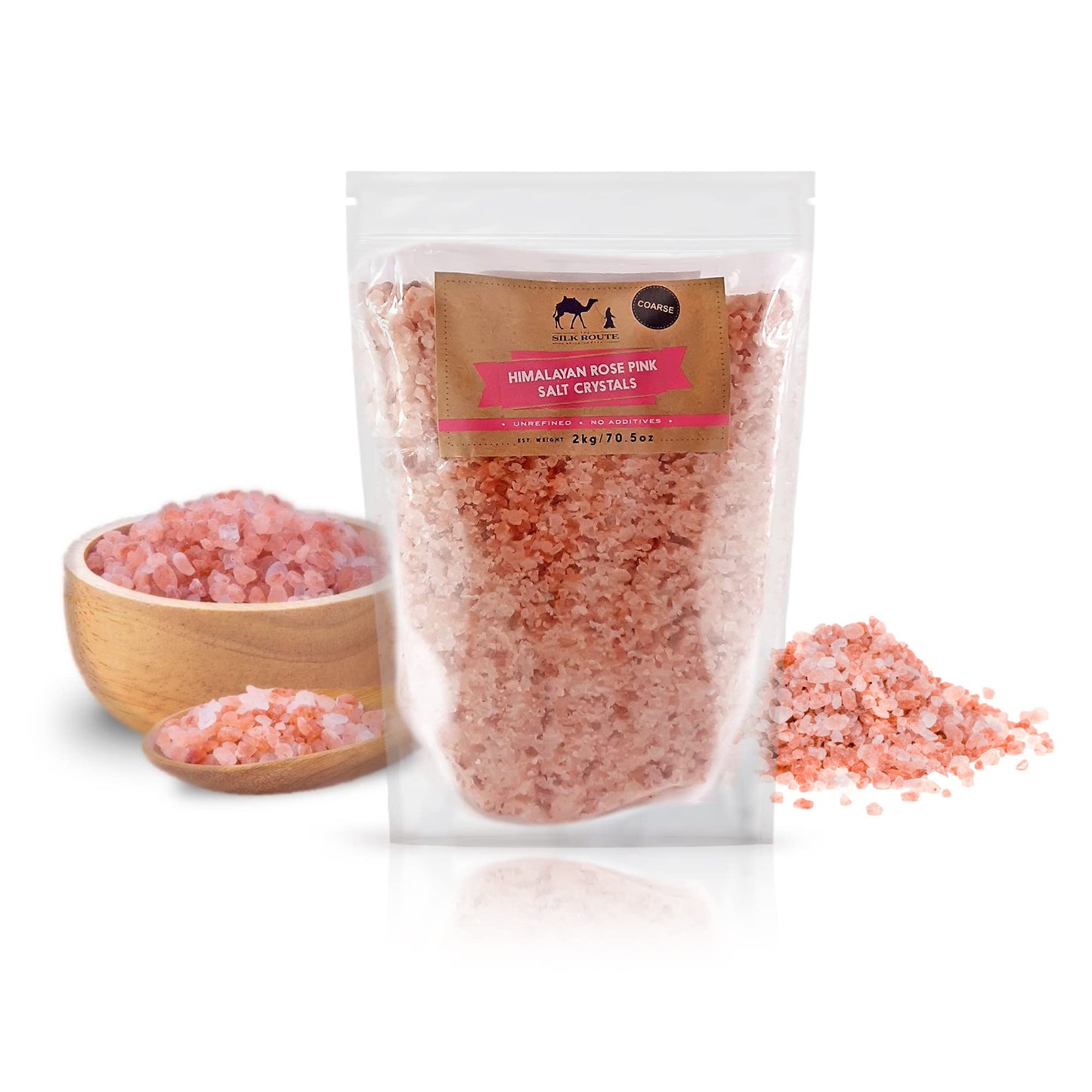 Silk Route Spice Company Himalayan Rose Pink Salt 2Kg (Coarse) Resealable Pouch
