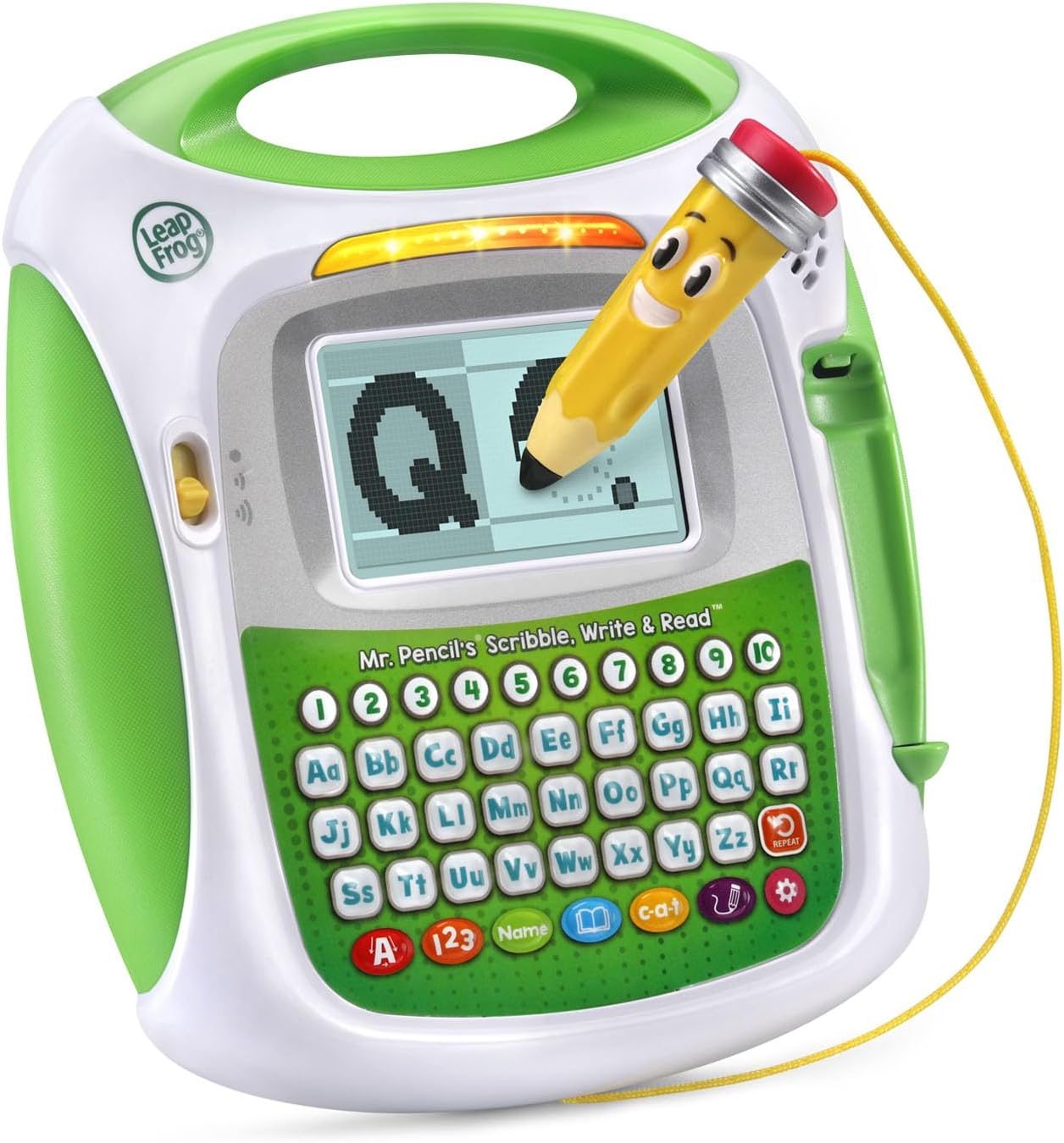 LeapFrog Mr. Pencil's Scribble, Write and Read, Green. New but open scruffy box. Some sticky stuff on front.