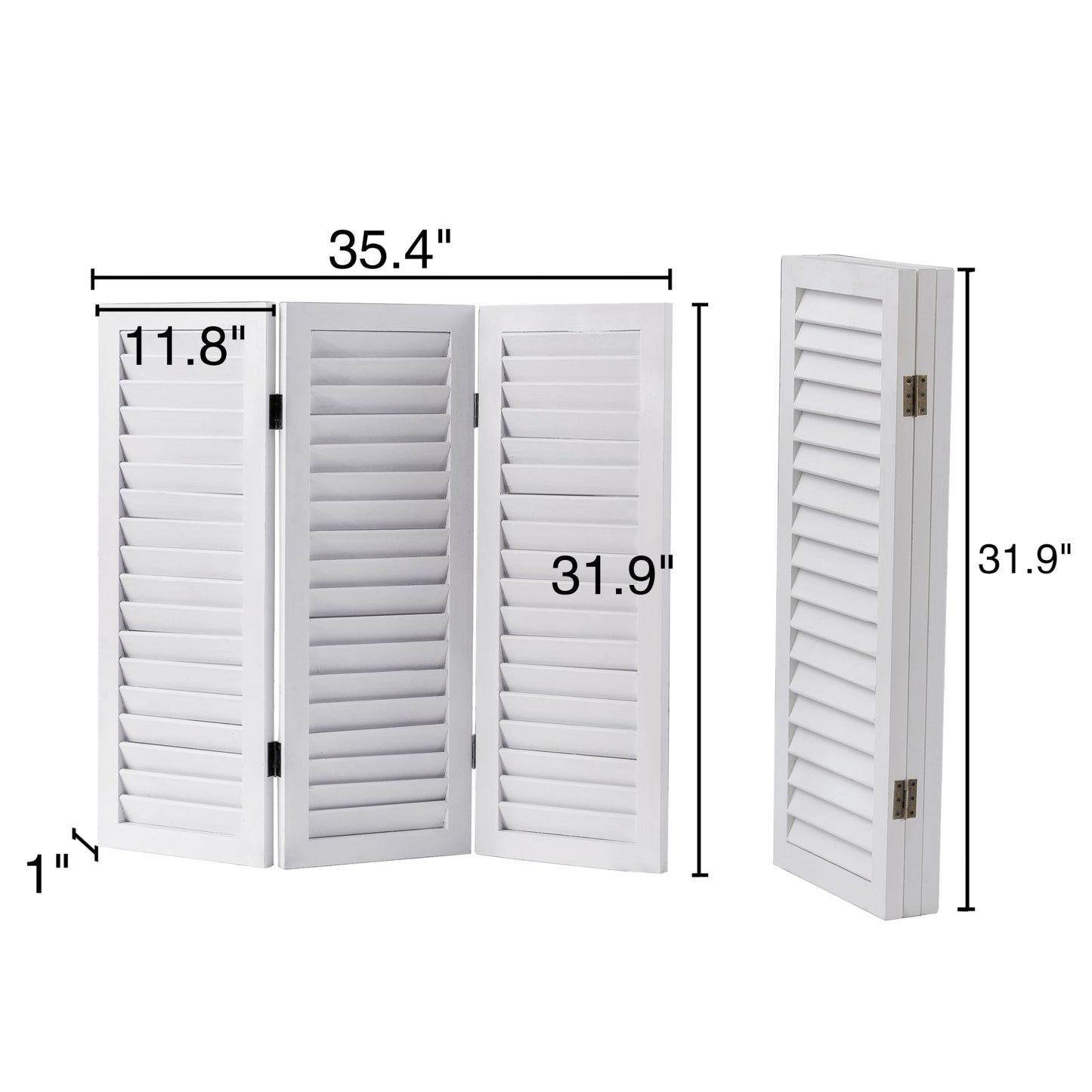 Sintosin 3 Panel Short Folding Room Divider White, 81 cm Tall Room Dividers Free Standing Woood, Foldable Wall for Home Bedroom Office