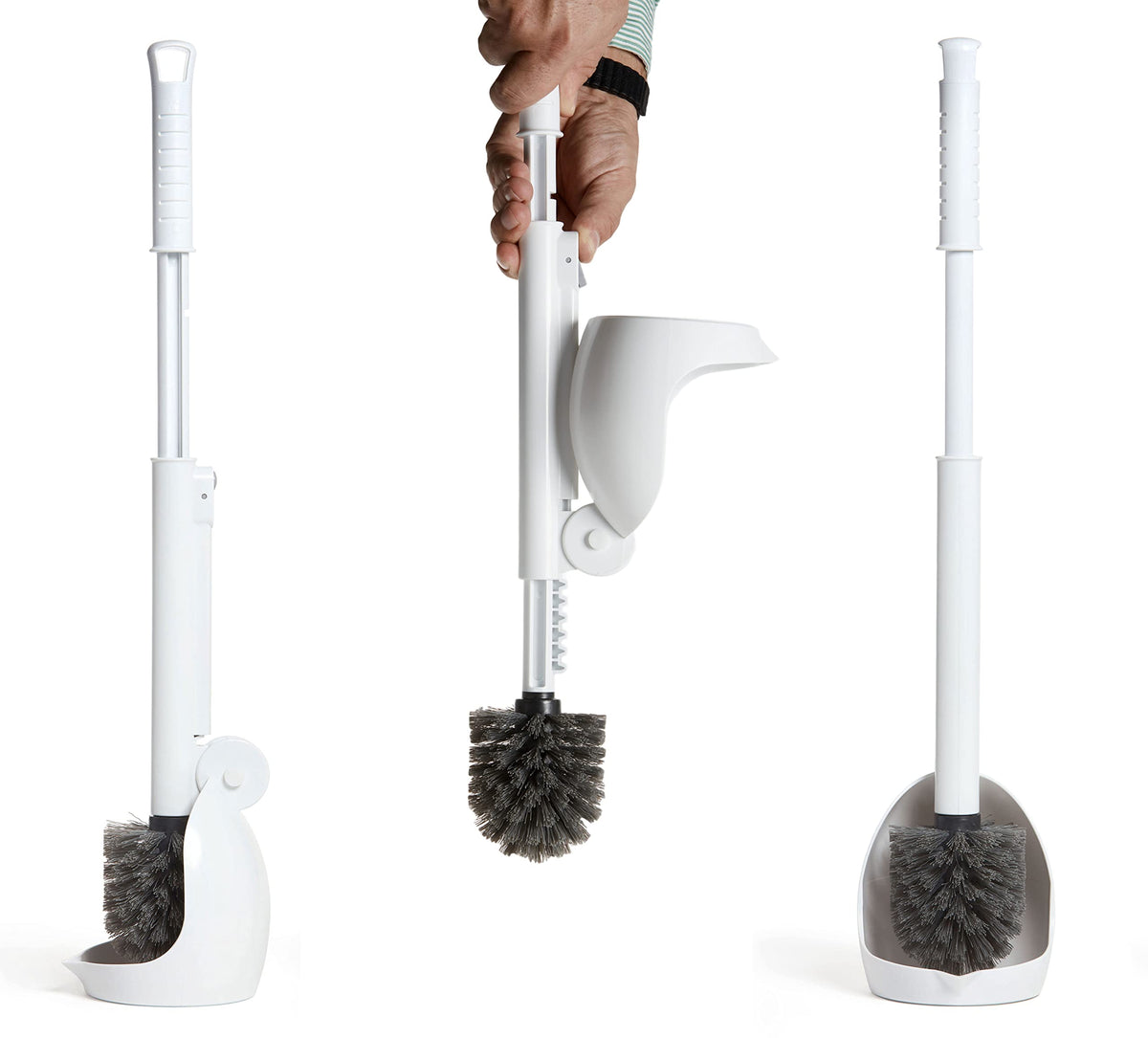 ELYPRO Drip-Free Toilet Bowl Brush, Portable and Hygienic, Clean Multiple Bathrooms, Durable Brush Bristles, Unique Attached Caddy Design for No-Drip