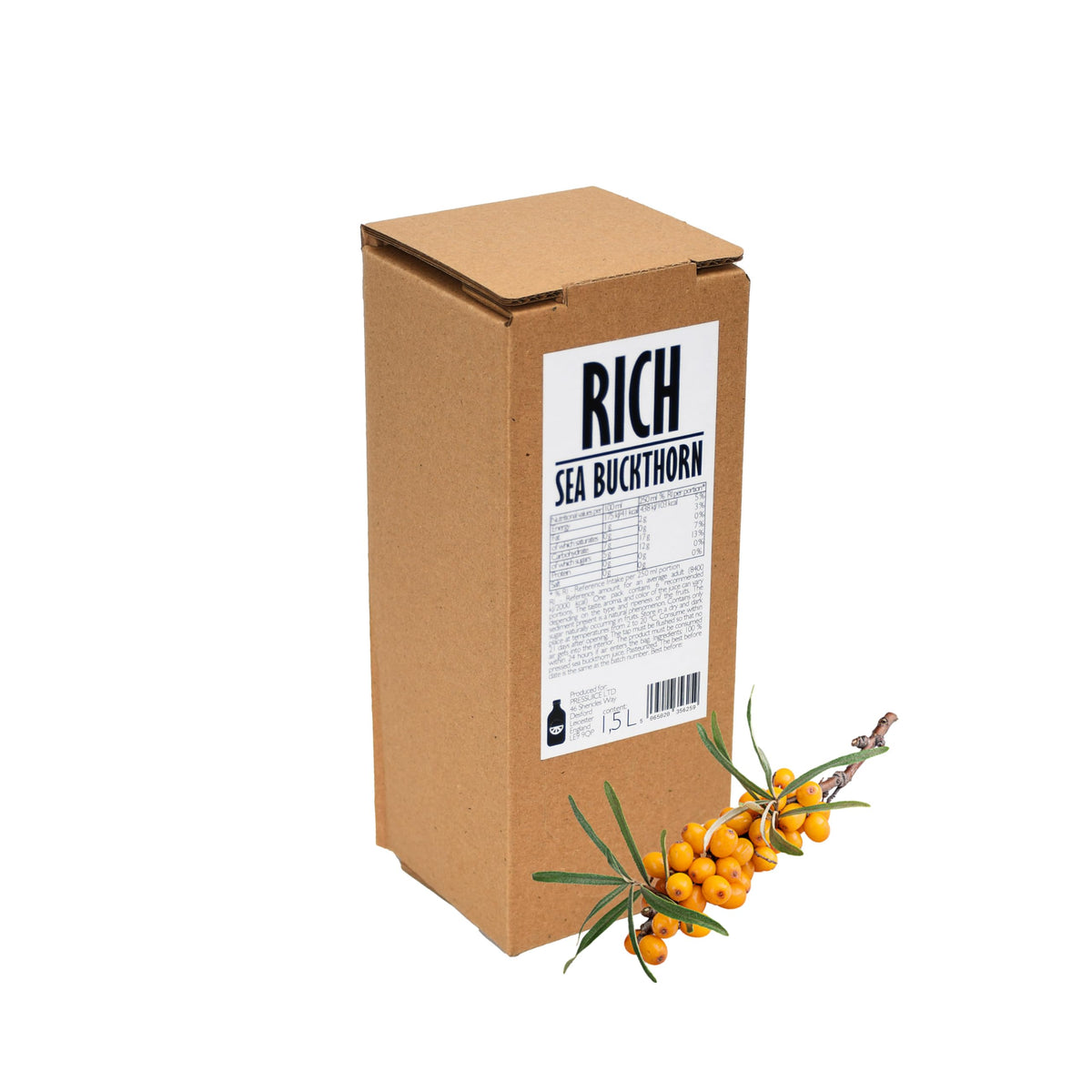 PRESSUICE - Fresh Rich Sea Buckthorn Juice not from concentrate - 1 carton 1.5 liters Vege Juices NFC - Pressed Semi Sweet Drink - No added Sugar -