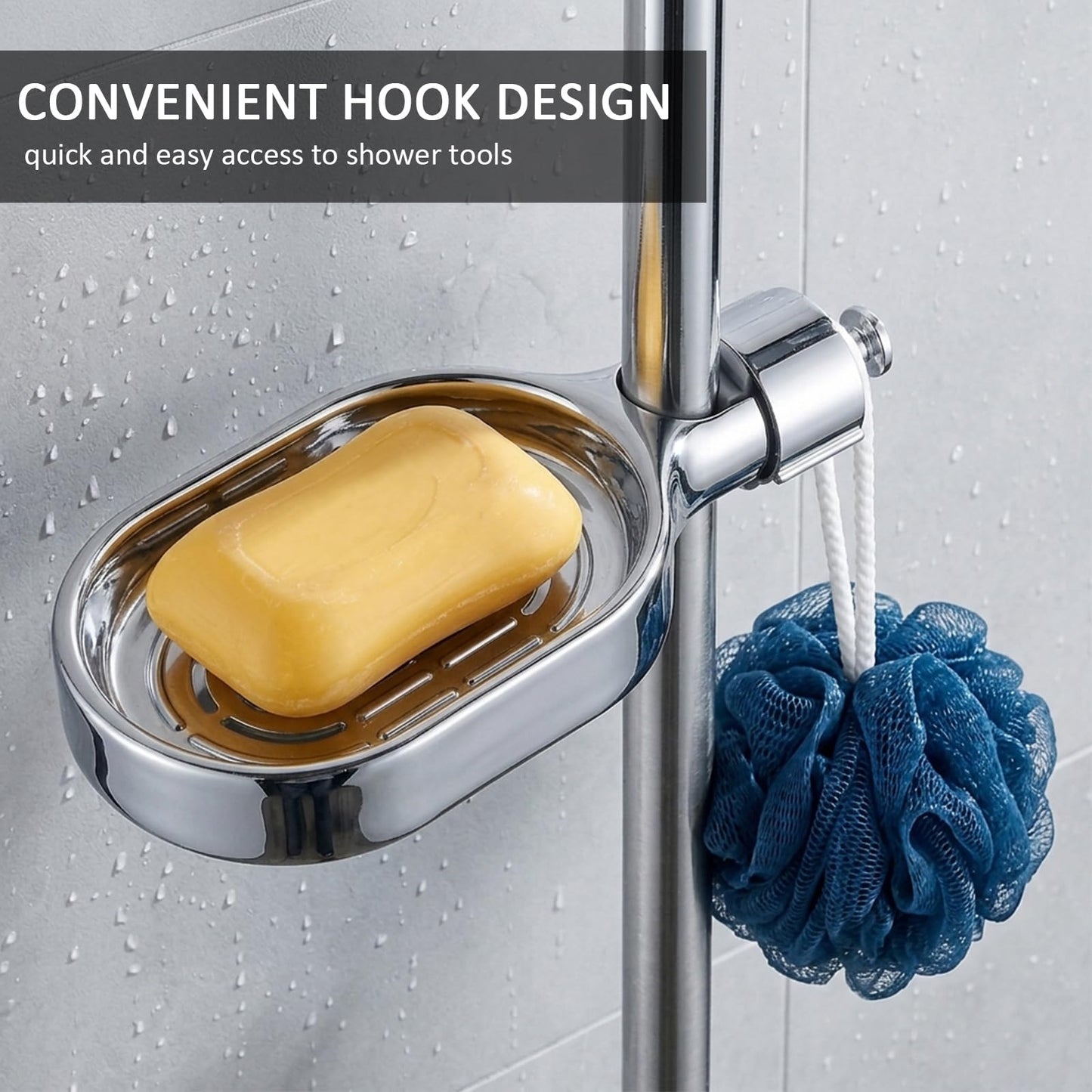 Shower Rail Soap Dish, Twist-on Bathroom Soap Holders
