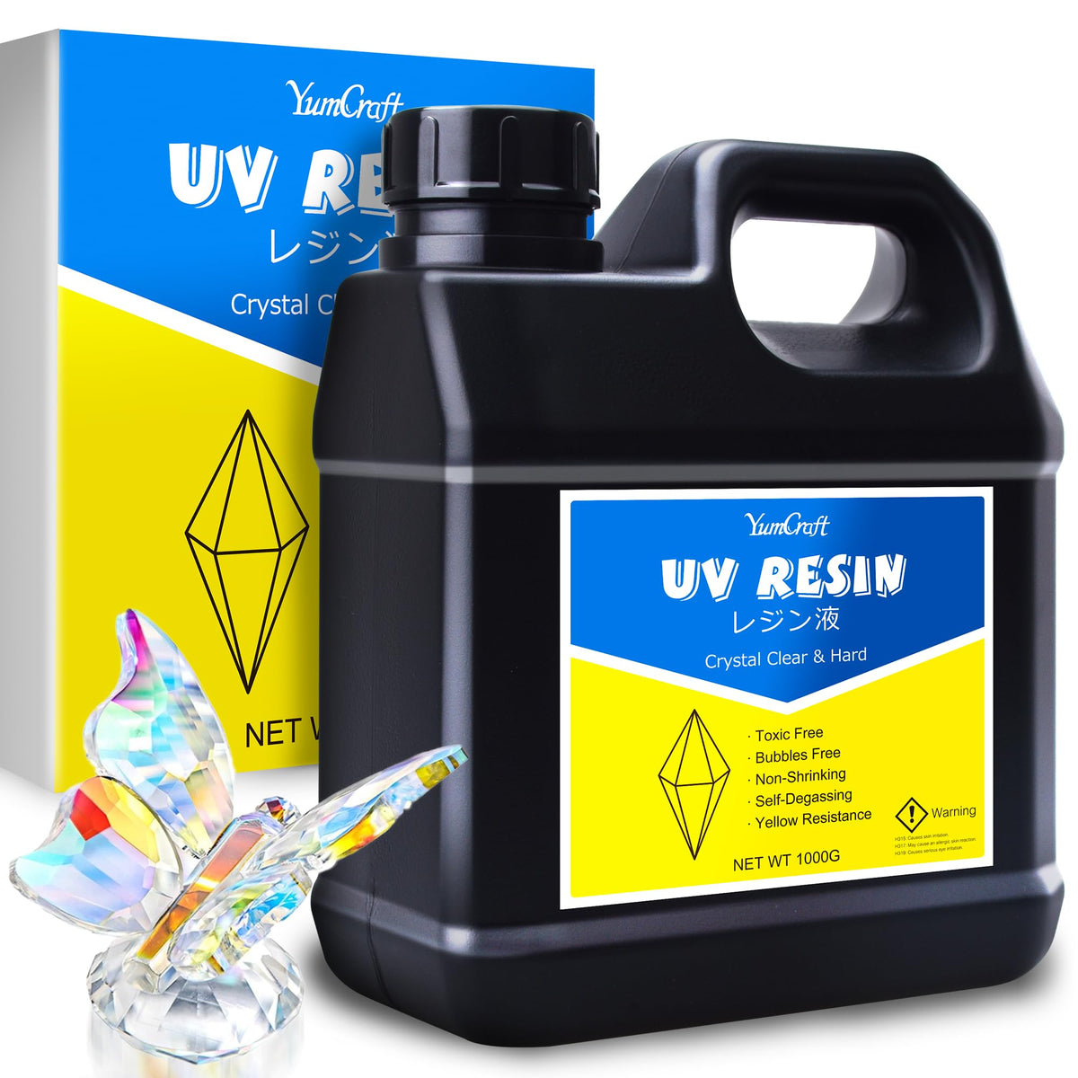 Crystal Clear UV Curing Resin - 1,000g Low Odor Hard Type Ultraviolet Cure Glue for DIY Jewelry Making, Resin Crafts, Painting - Transparent Bubbles