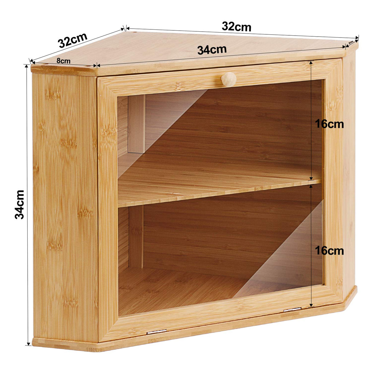 Leader Accessories Corner Bread Bin Bamboo Two-Layer Bread Box for Kitchen Corner fit 12.6"x12.6"x13.4"