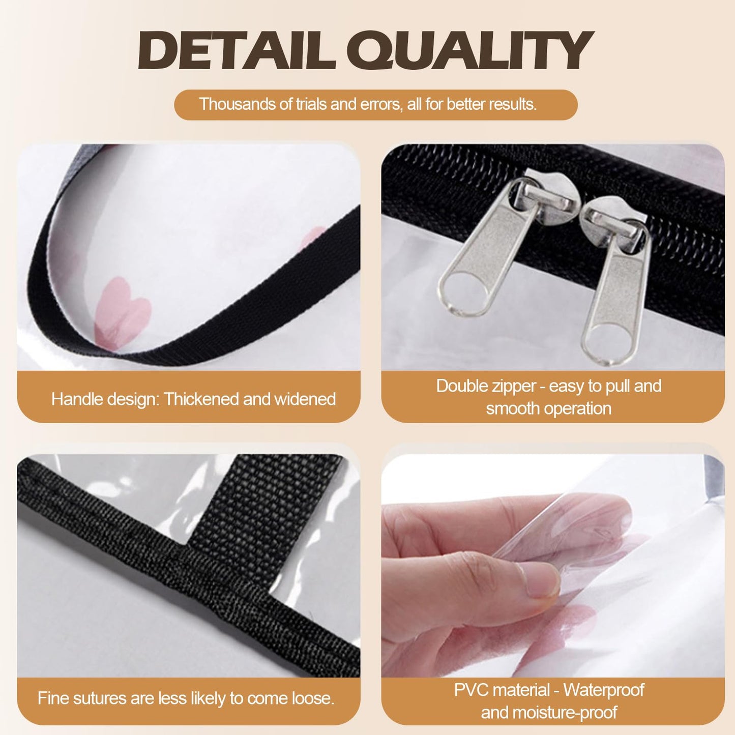 5 Pack Clear Plastic Storage Bags, 40L Foldable Clothes Storage Bags with Zips Laundry Packing Bags with Reinforced Handle Bedding Moving Bags