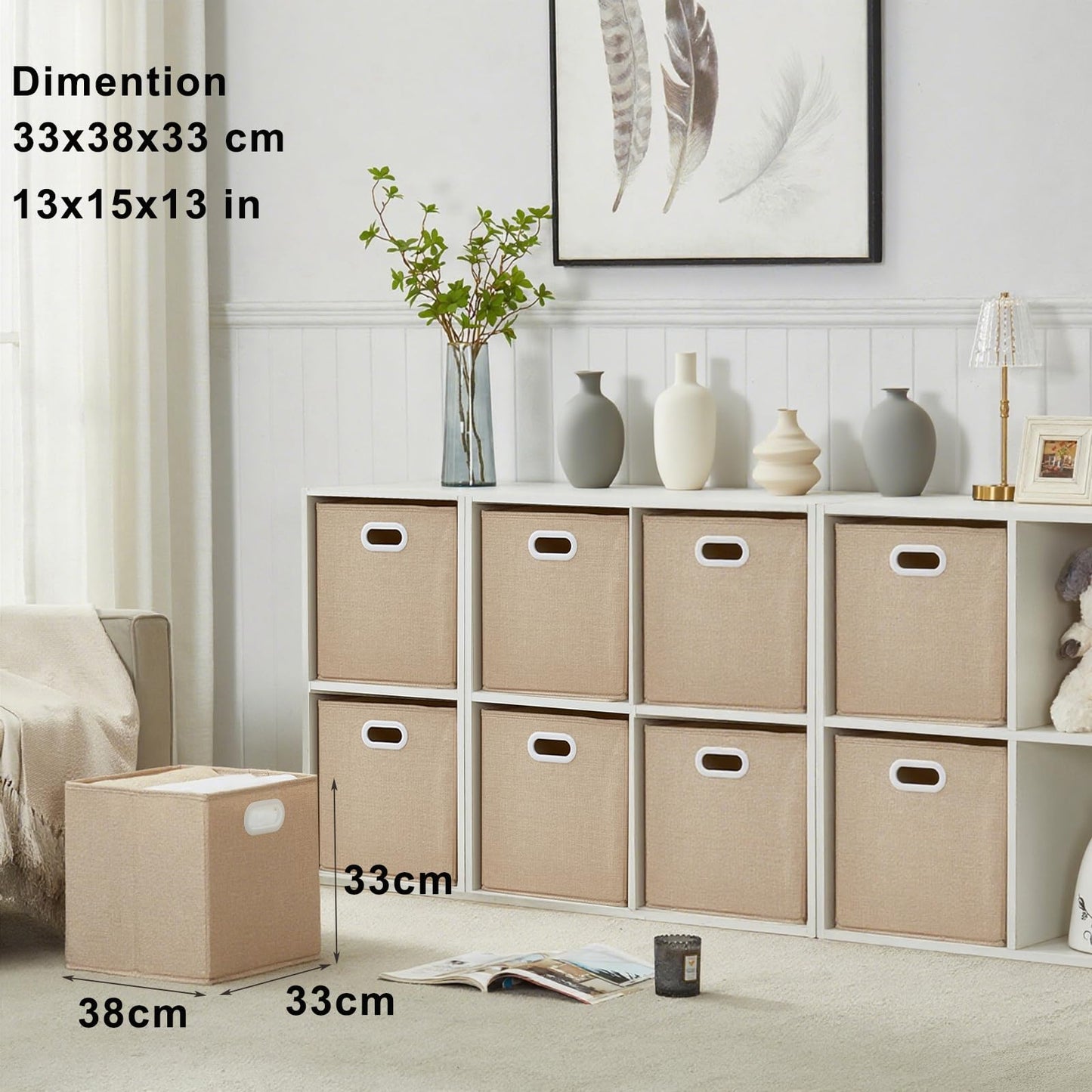 Mangata Cube Storage Boxes 33x38x33cm, Light Khaki, 4Pcs