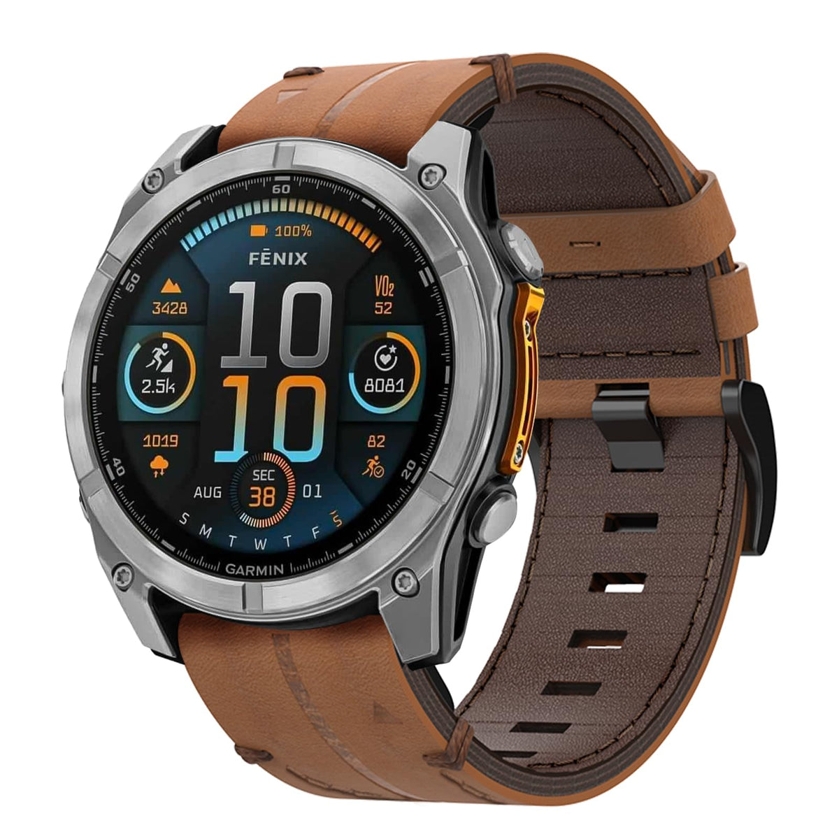 Leather Strap for Garmin Fenix 7, 22mm Genuine Leather Band QuickFit Replacement Strap for Fenix 8 47mm, FEnix 6, FEnix 6 Pro, FENix 5, FENix 5 Plus,