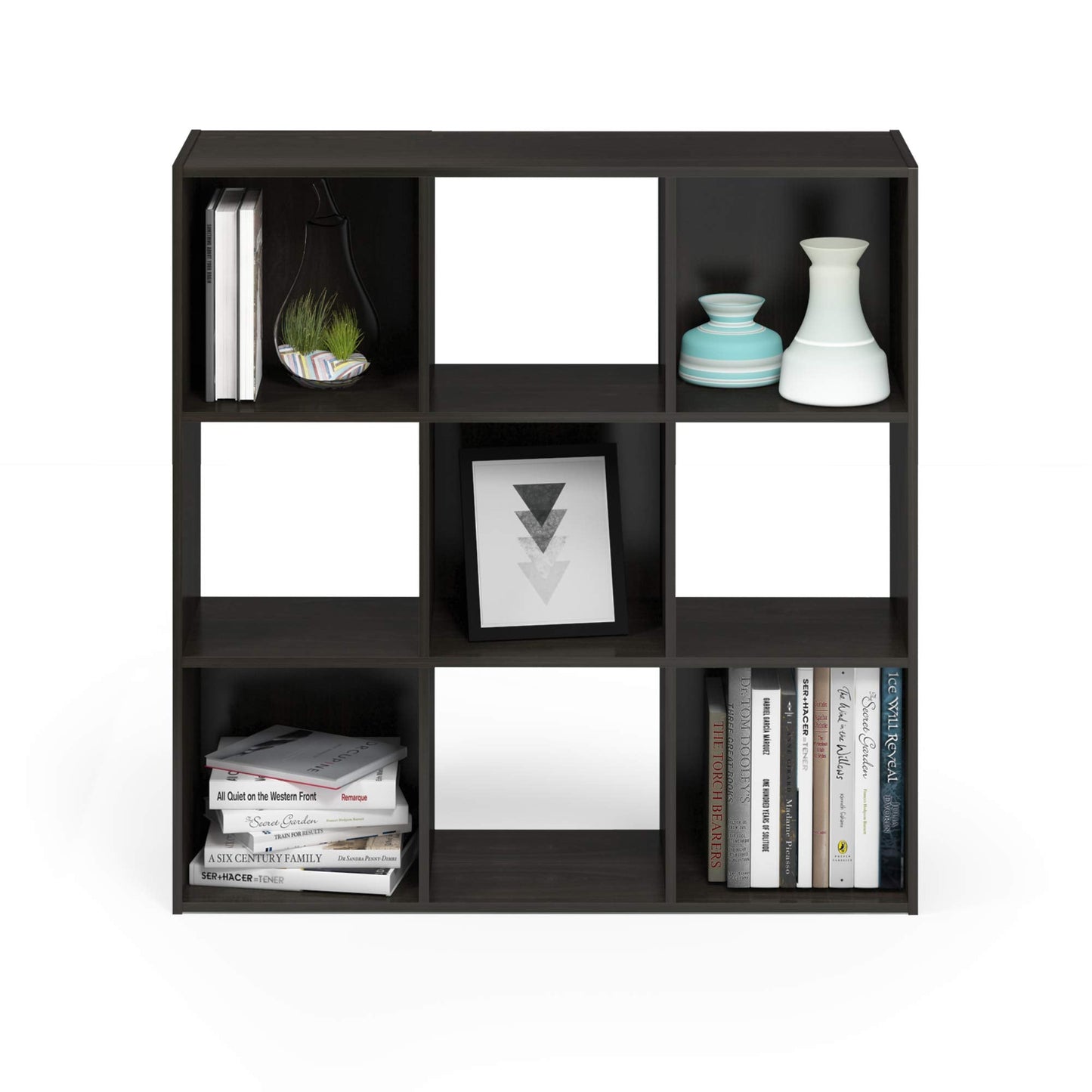 Furinno Pelli Cubic Storage Cabinet, 3x3, Espresso