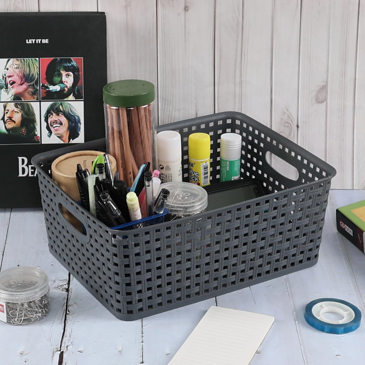 Saedy 6-Pack Plastic Woven Storage Basket, Kitchen Cupboard Storage Baskets