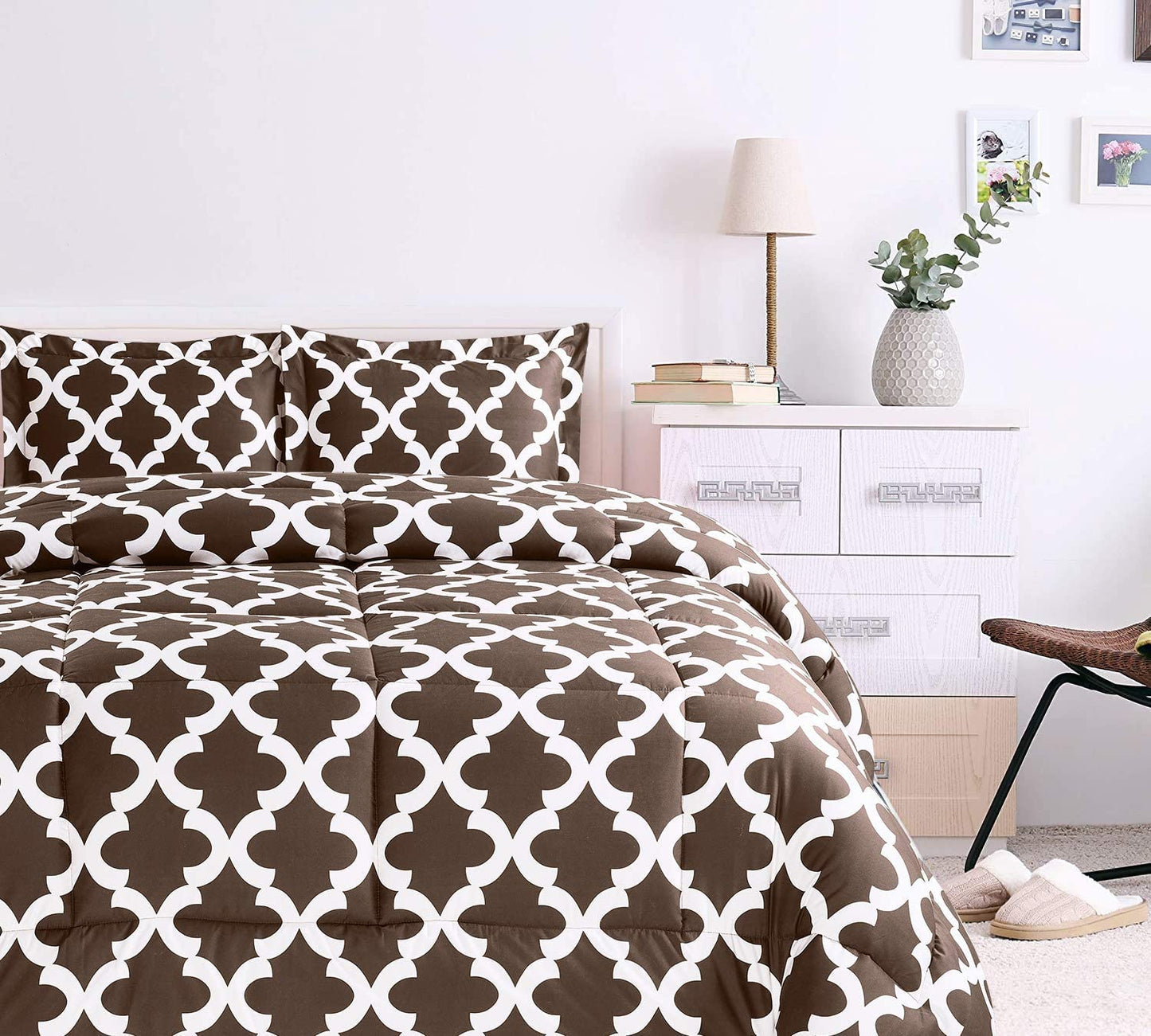 ComfyWell King Size Duvet - Printed Comforter Bedspreads, Coverlets & Sets, 2 Pillowcases Warm and Anti Allergy All Season Coverless Duvet, Throws For