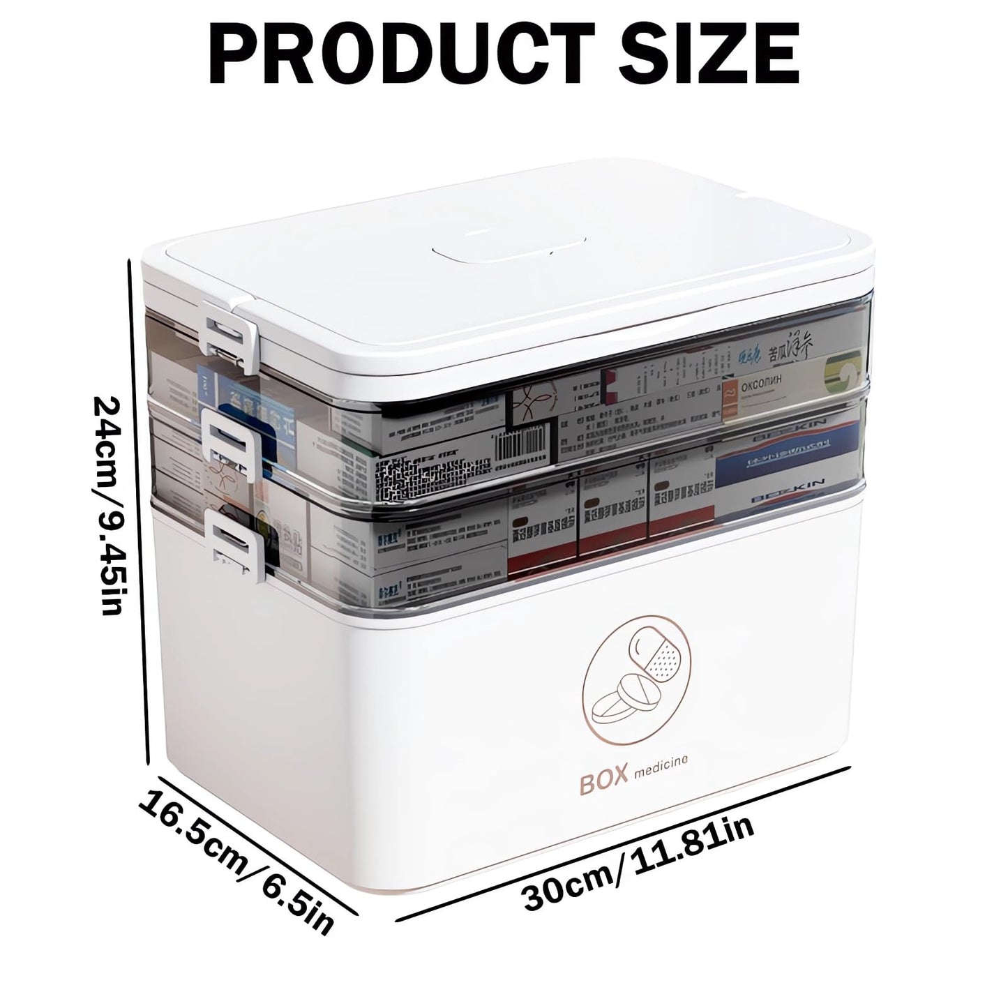 Chiziyixin Medicine Storage Box,Large Medication Storage Box with Lid,Household Medical Organiser Portable Emergency First Aid Container for Home
