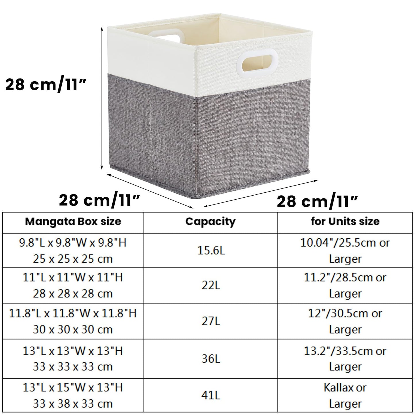 Mangata Cube Storage Boxes 28x28x28cm, Grey Cream White, 3Pcs