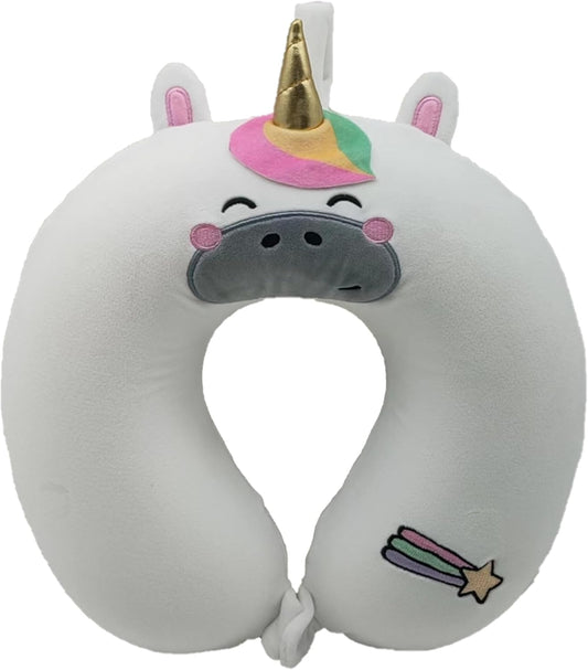 Puckator Relaxeazzz Astra the Unicorn Adoracorns Plush Memory Foam Travel Pillow - Cute Room Decor Preppy Animal Shaped Decorative Pillows Decorative Stuffed Toy Bedroom Accessories For Boys Girls