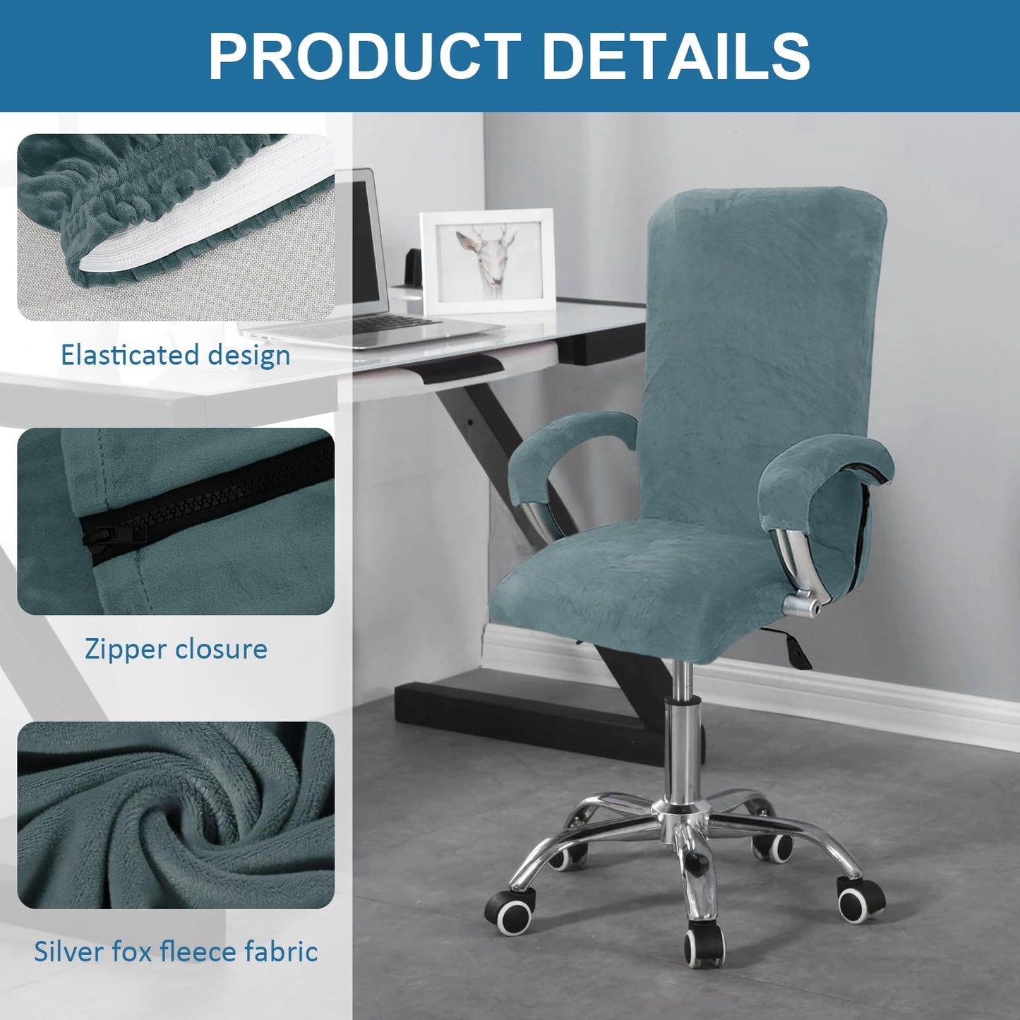 YushengTai Velvet Office Chair Cover, Stretch Office Chair Cover for Gaming Chair, Computer, Swivel Chair Cover with Armrests, Elastic