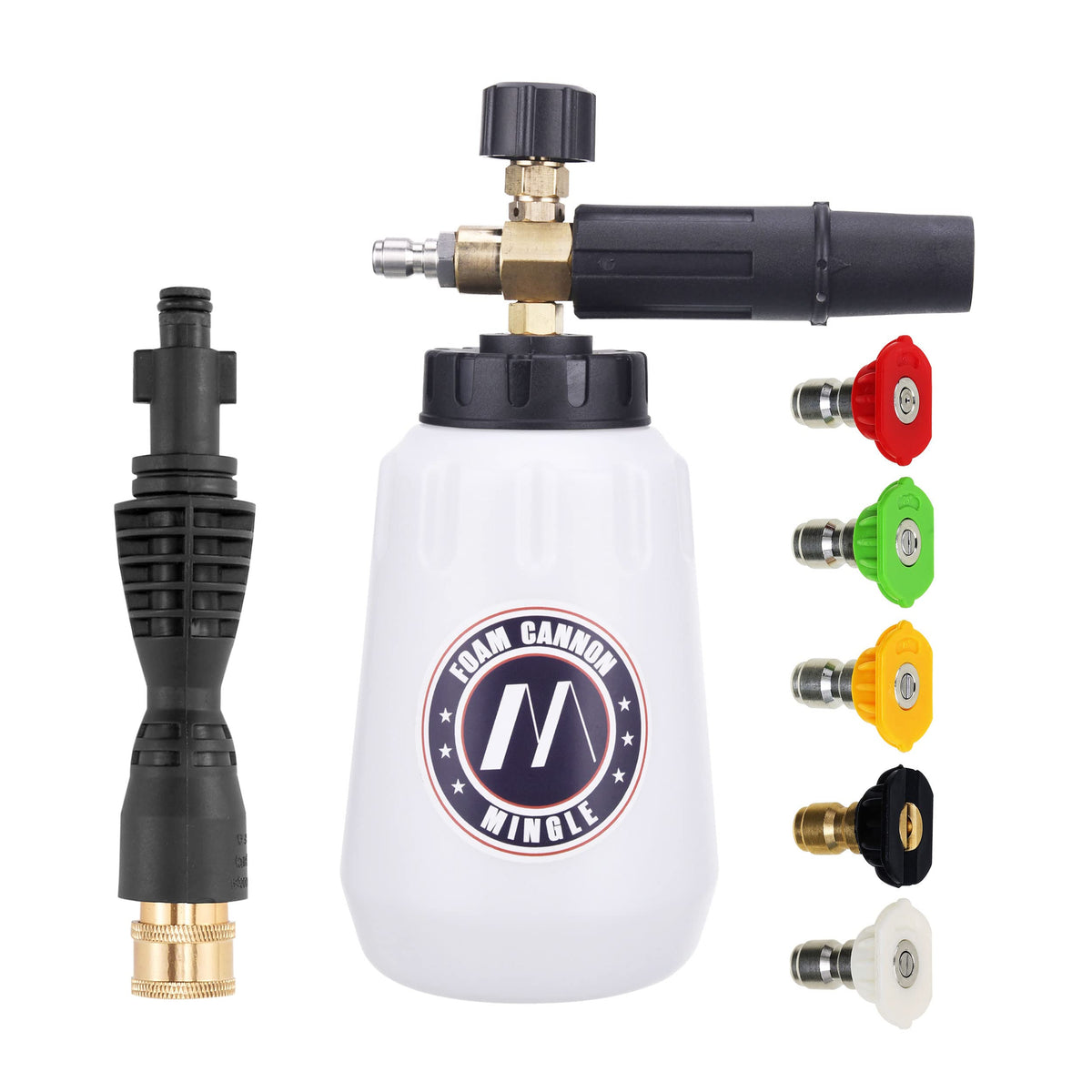 M Mingle Foam Cannon, Replacement Parts for Bosch (Not AQT), Husky and Pressure Washer, with 5 Nozzle Tips, 1/4 Inch Quick Connector
